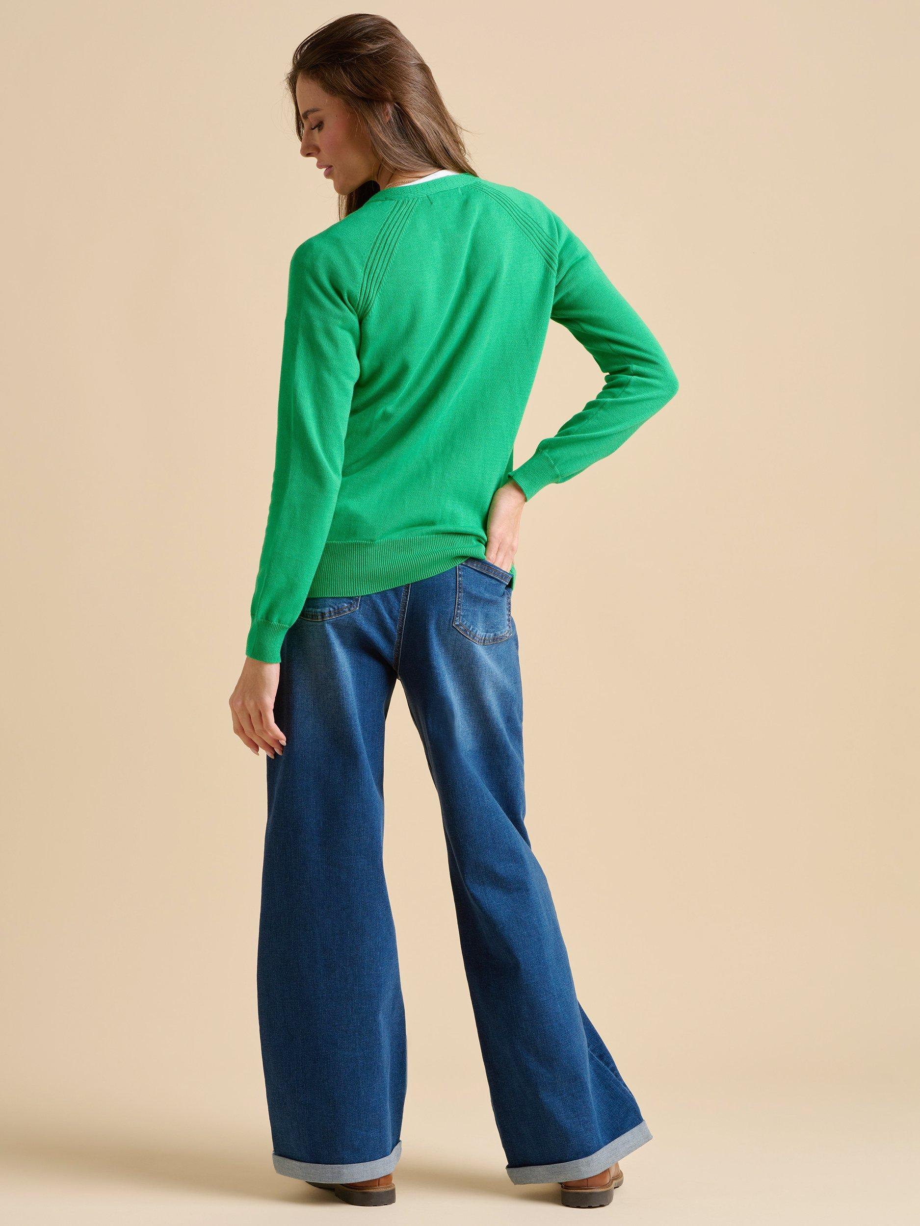 Product image 2 of 5, which shows Brakeburn Kelly Round Neck Cardigan, Green, 8