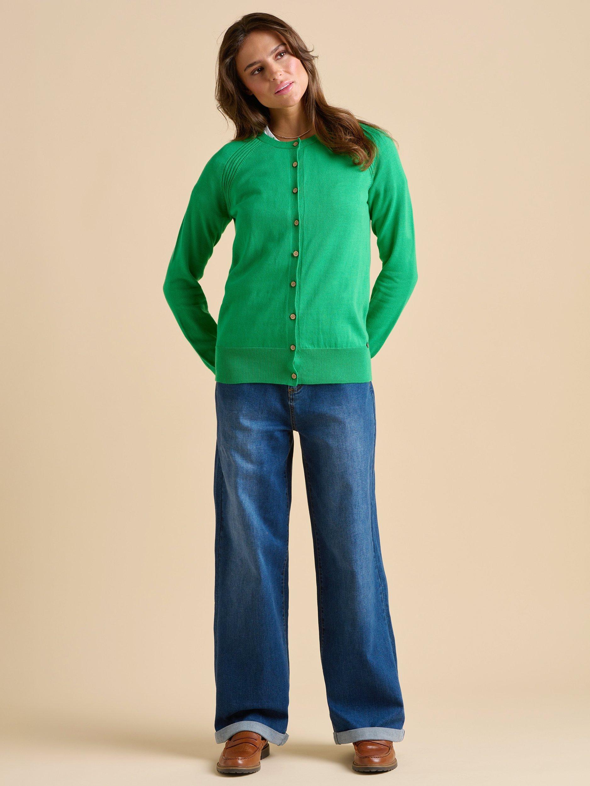 Product image 5 of 5, which shows Brakeburn Kelly Round Neck Cardigan, Green, 8