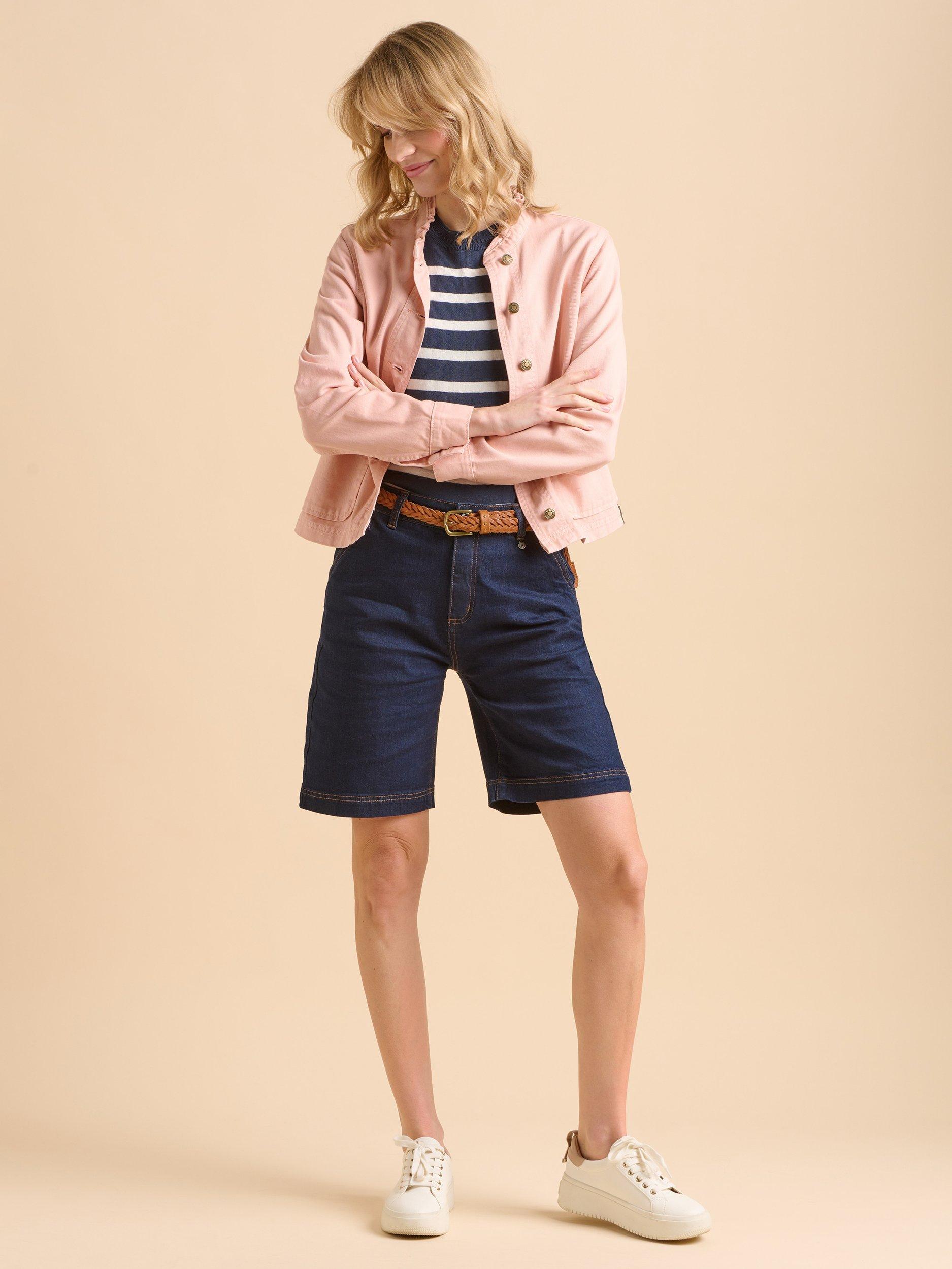 Product image 3 of 5, which shows Brakeburn Frill Neck Denim Jacket, Pink, 8