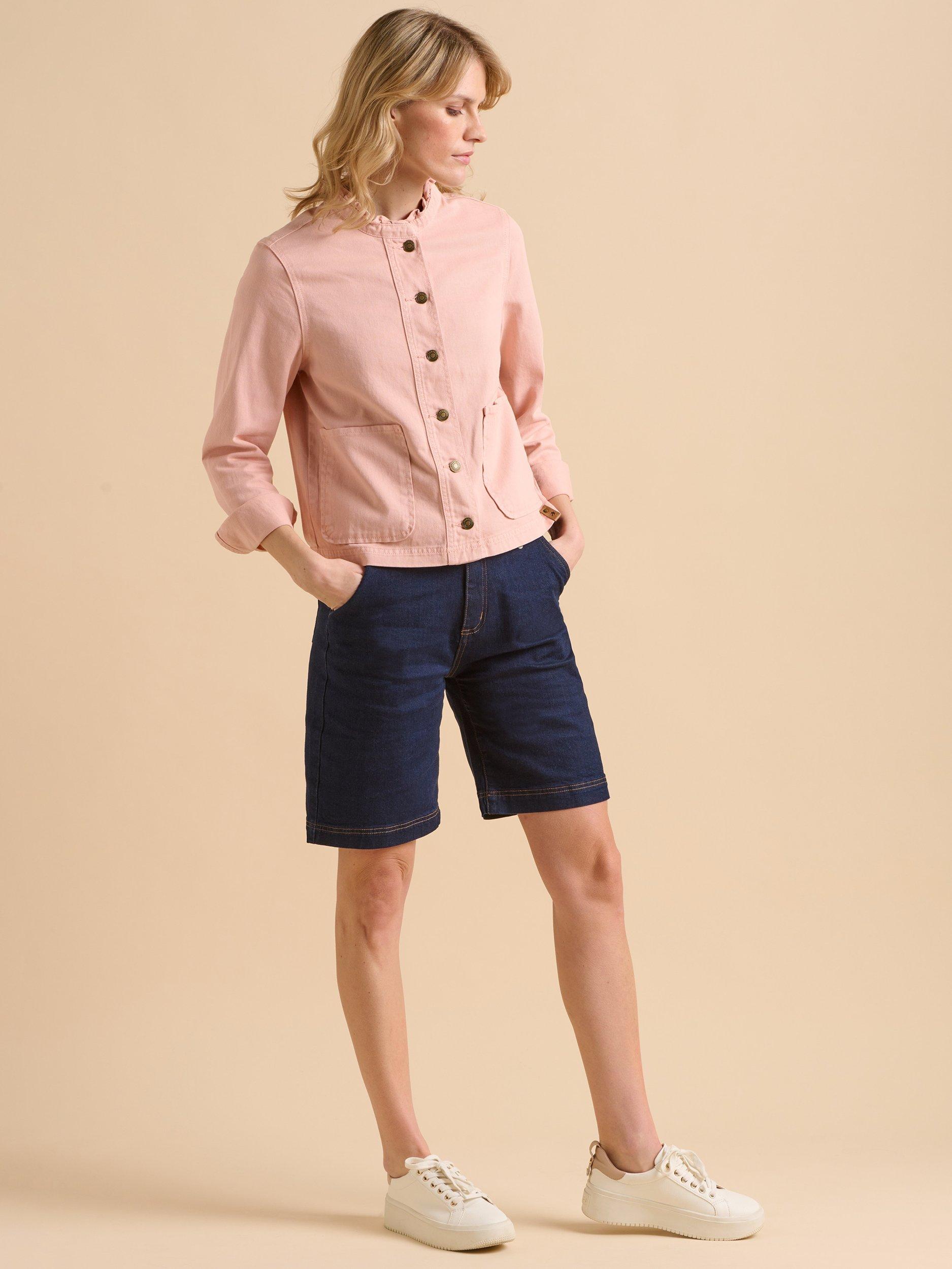 Product image 4 of 5, which shows Brakeburn Frill Neck Denim Jacket, Pink, 8