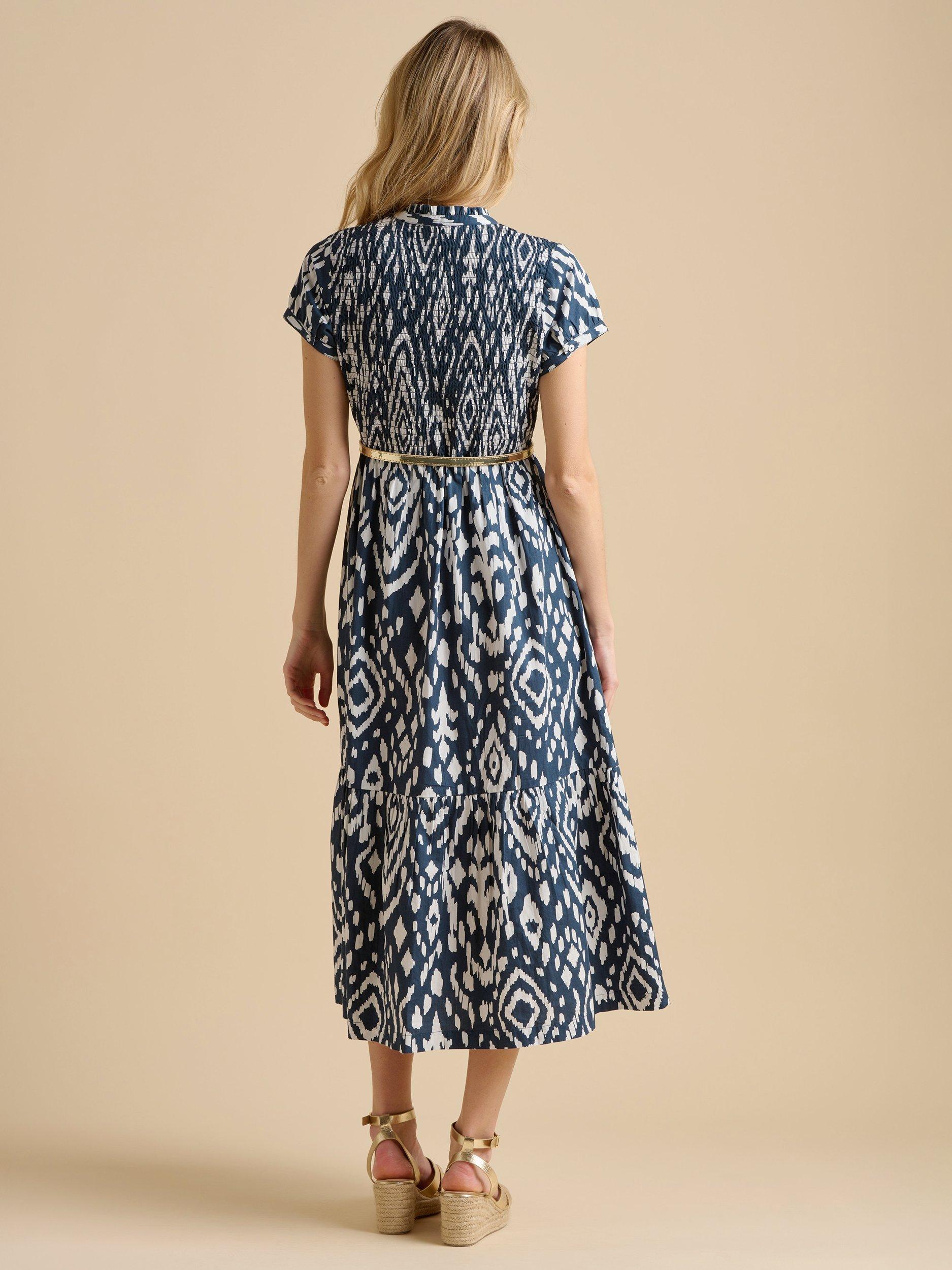 Product image 2 of 4, which shows Brakeburn Ikat Shirt Maxi Dress, Navy, 8
