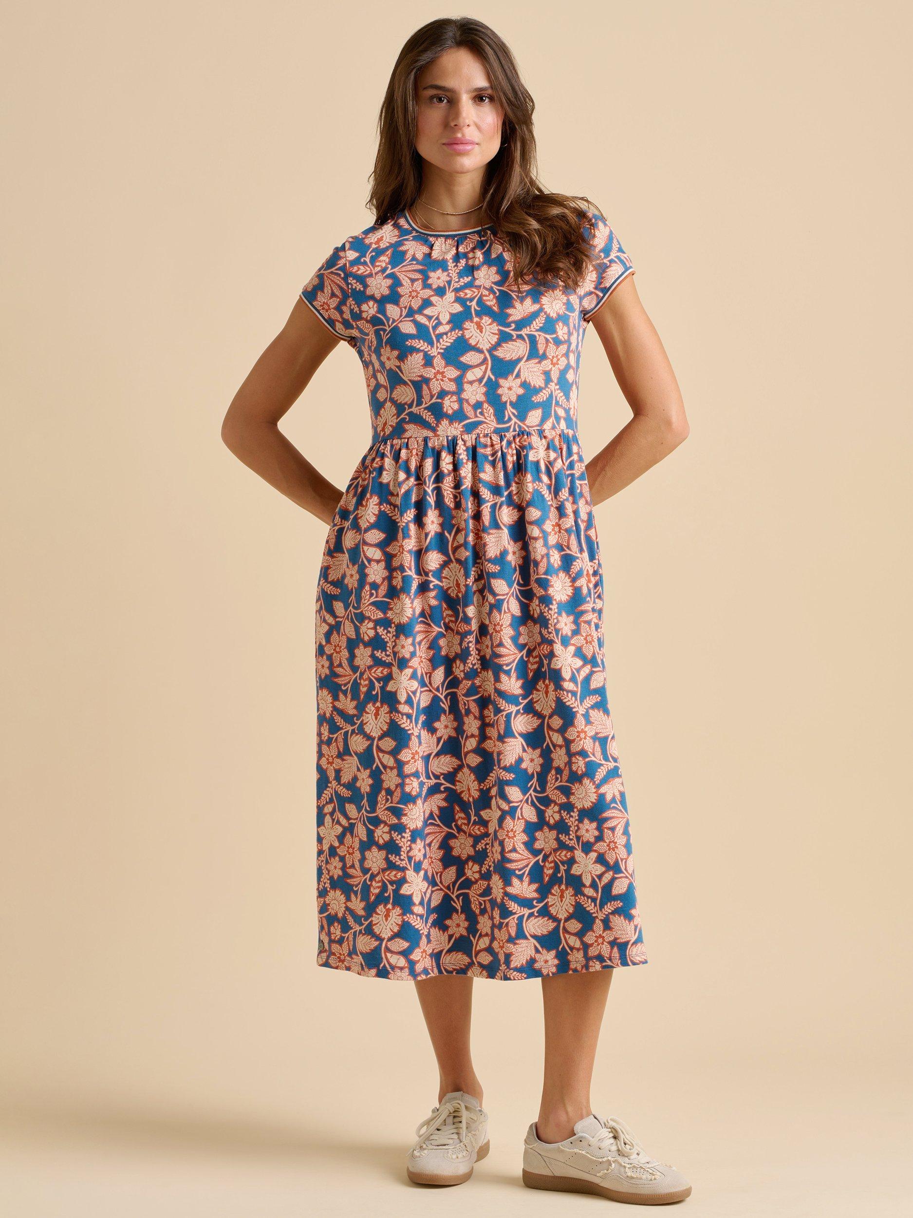 Product image 1 of 5, which shows Brakeburn Midnight Garden Midi Dress, Navy, 8