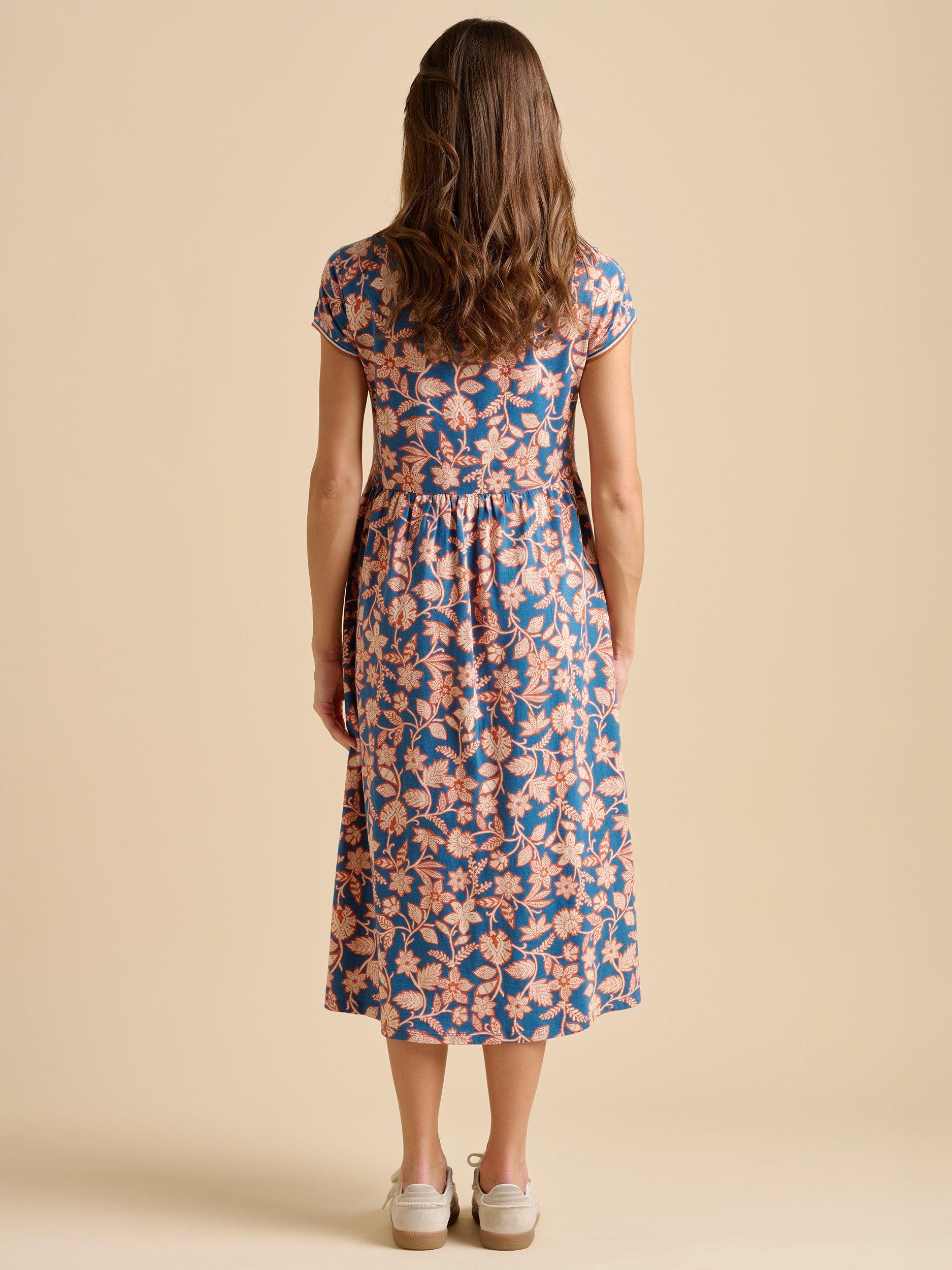Product image 2 of 5, which shows Brakeburn Midnight Garden Midi Dress, Navy, 8