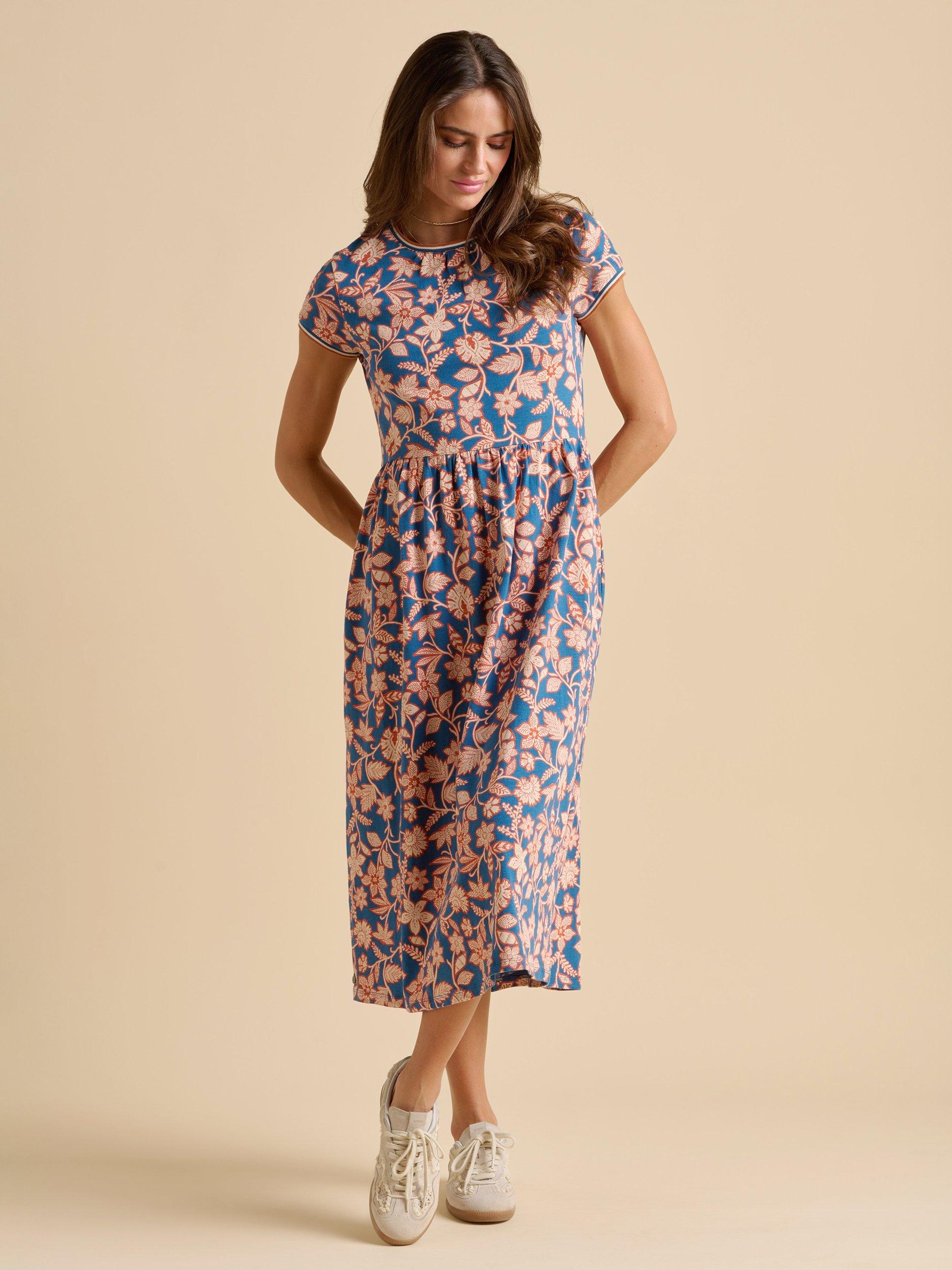 Product image 3 of 5, which shows Brakeburn Midnight Garden Midi Dress, Navy, 8