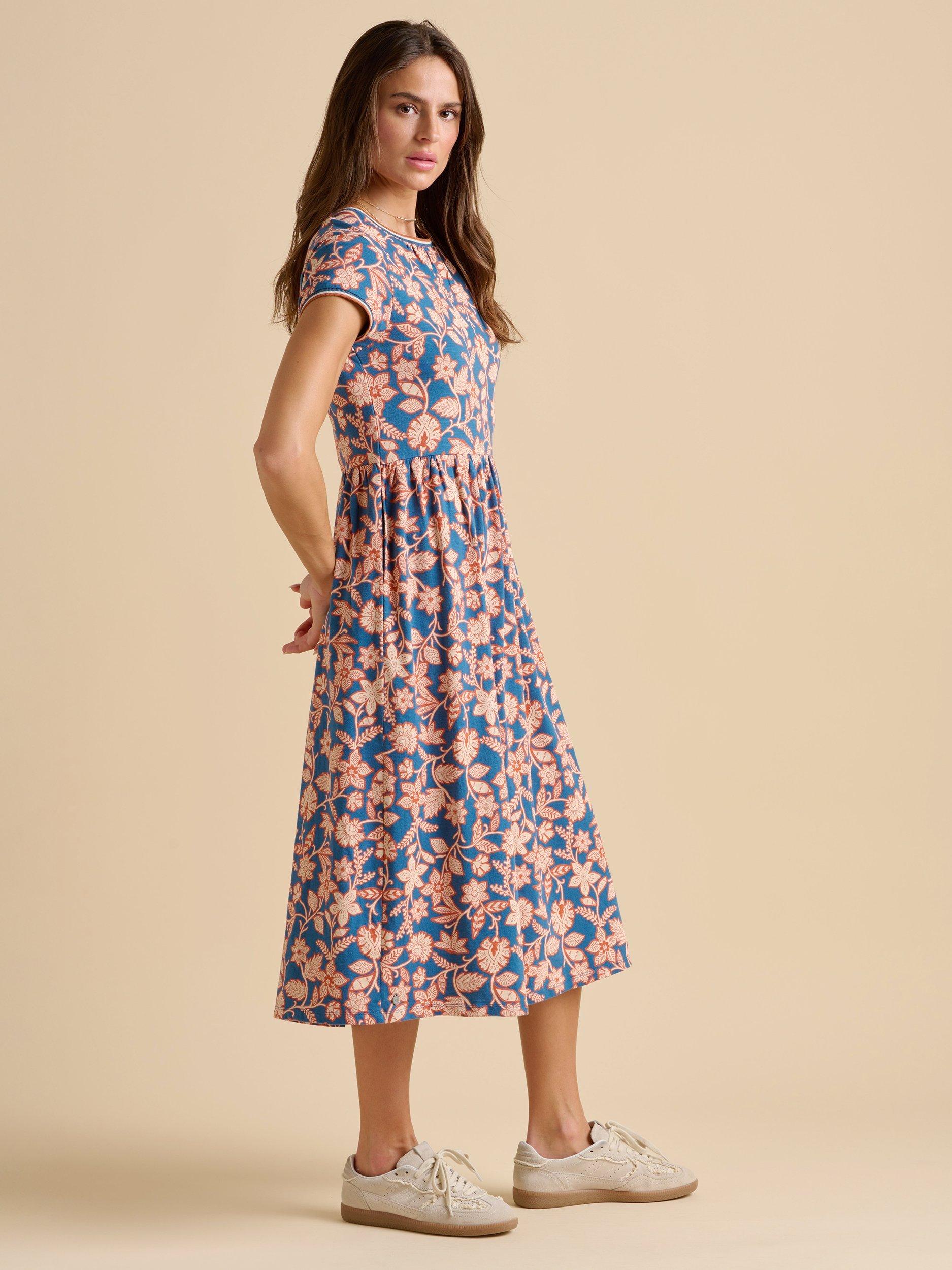 Product image 4 of 5, which shows Brakeburn Midnight Garden Midi Dress, Navy, 8
