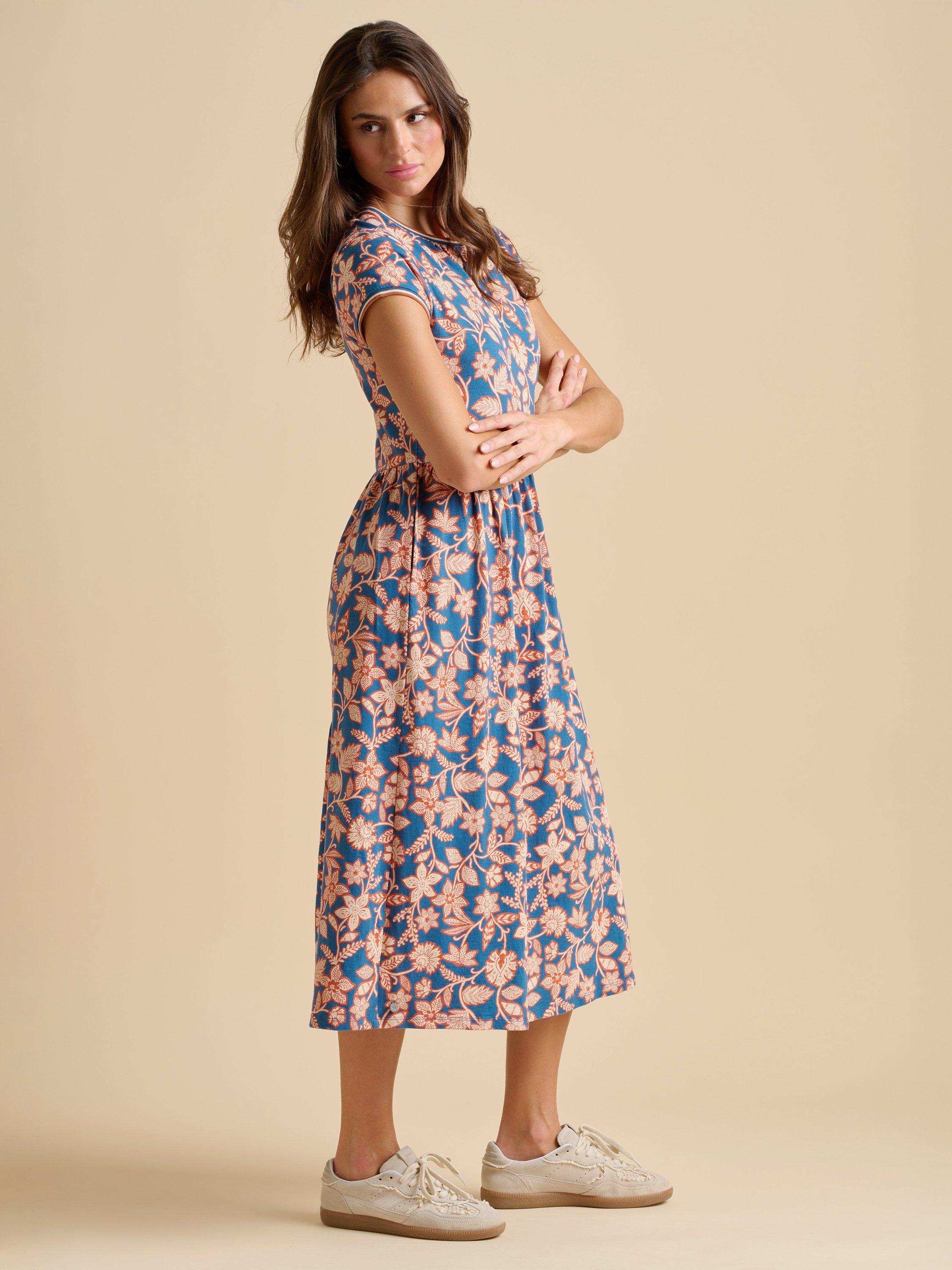 Product image 5 of 5, which shows Brakeburn Midnight Garden Midi Dress, Navy, 8