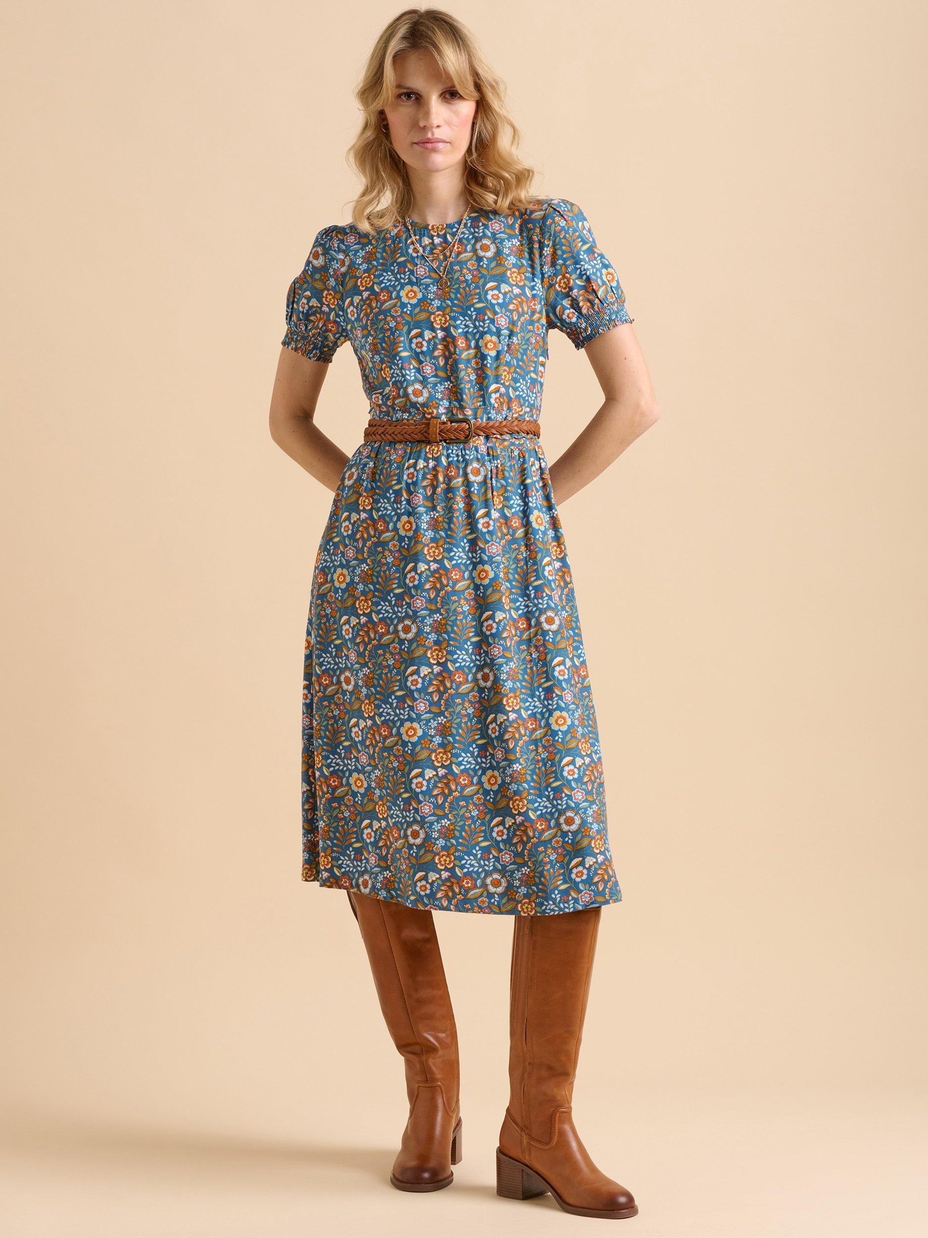 Product image 6 of 6, which shows Brakeburn Secret Garden Midi Dress, Navy, 8