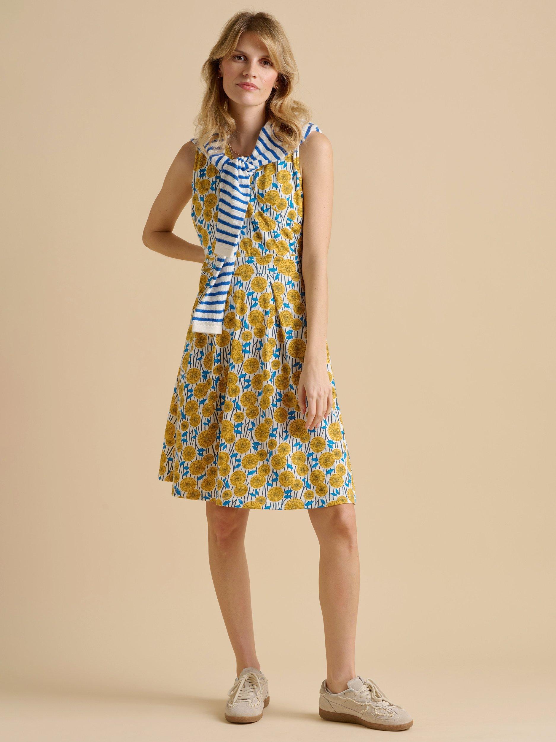 Product image 2 of 6, which shows Brakeburn Parasol Wrap Neck Dress, Yellow, 8