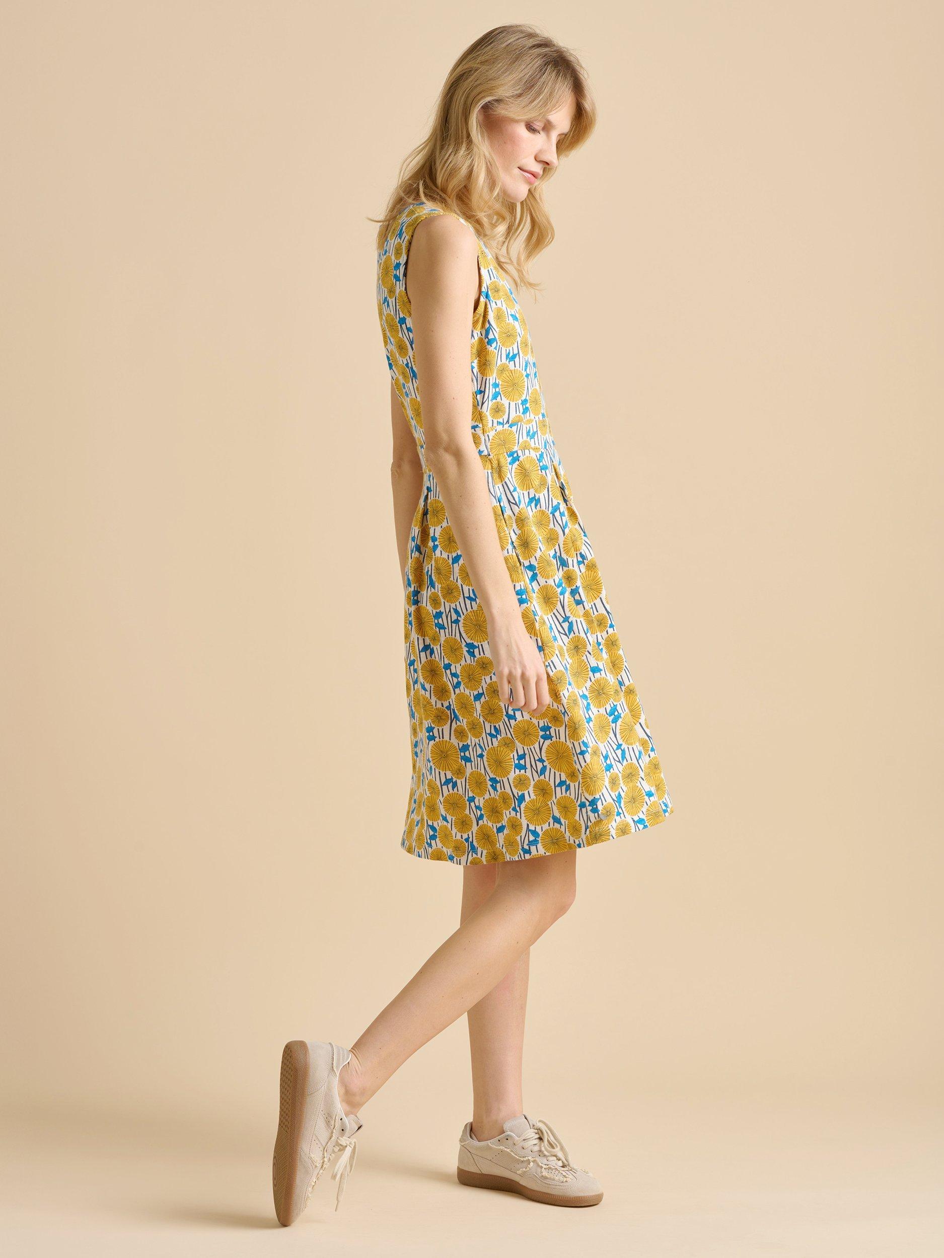 Product image 4 of 6, which shows Brakeburn Parasol Wrap Neck Dress, Yellow, 8