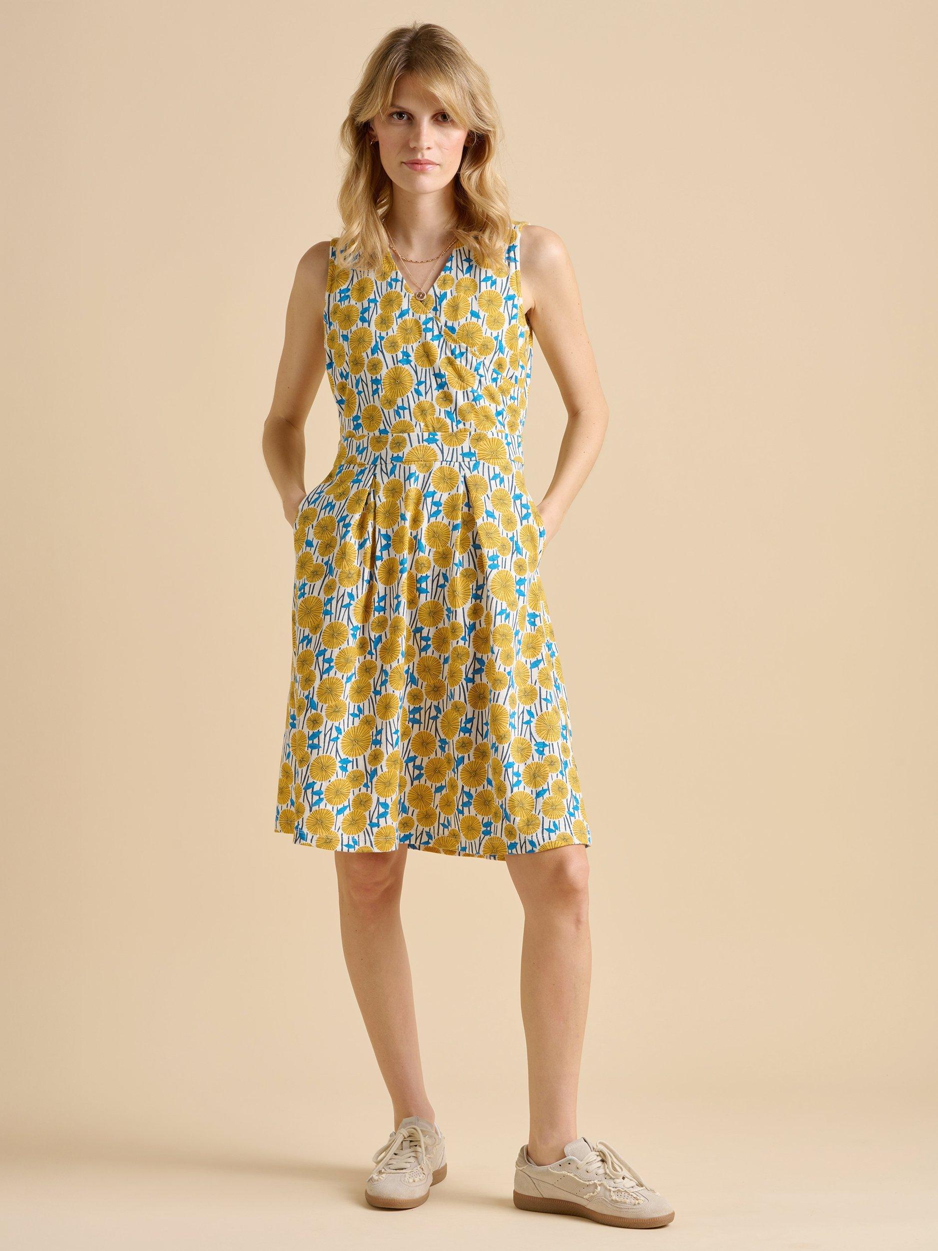 Product image 5 of 6, which shows Brakeburn Parasol Wrap Neck Dress, Yellow, 8