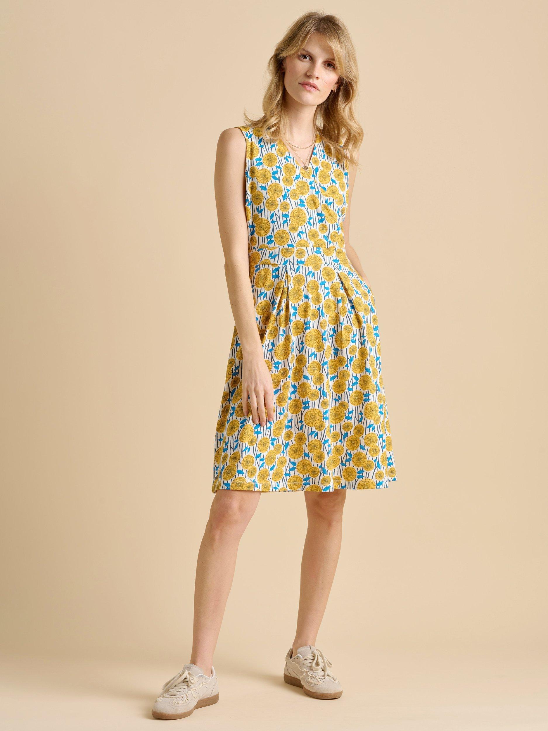 Product image 6 of 6, which shows Brakeburn Parasol Wrap Neck Dress, Yellow, 8