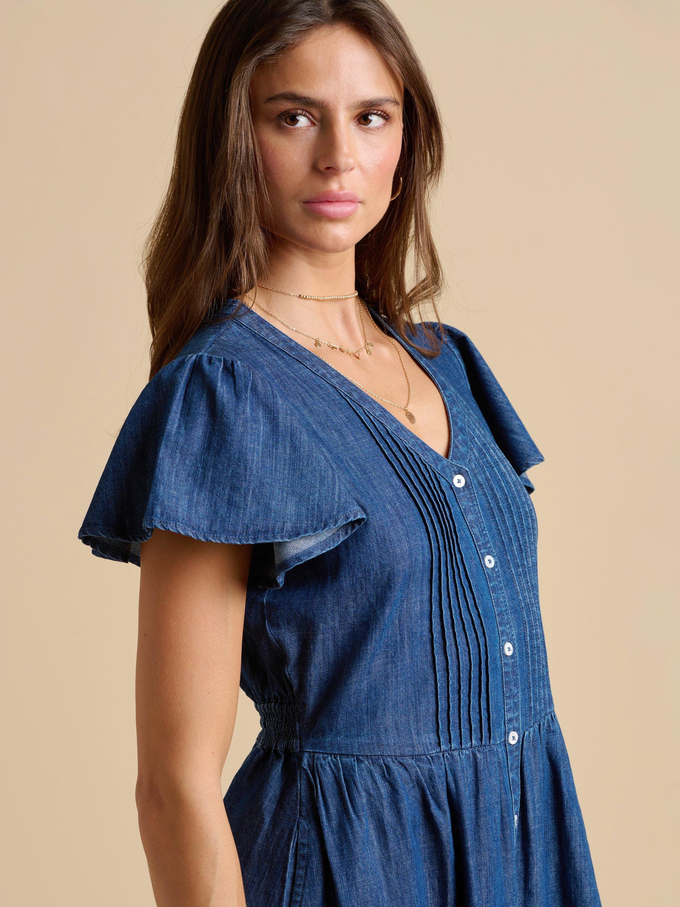 Product image 4 of 6, which shows Brakeburn Sandsfoot Denim Shirt Dress, Navy, 8
