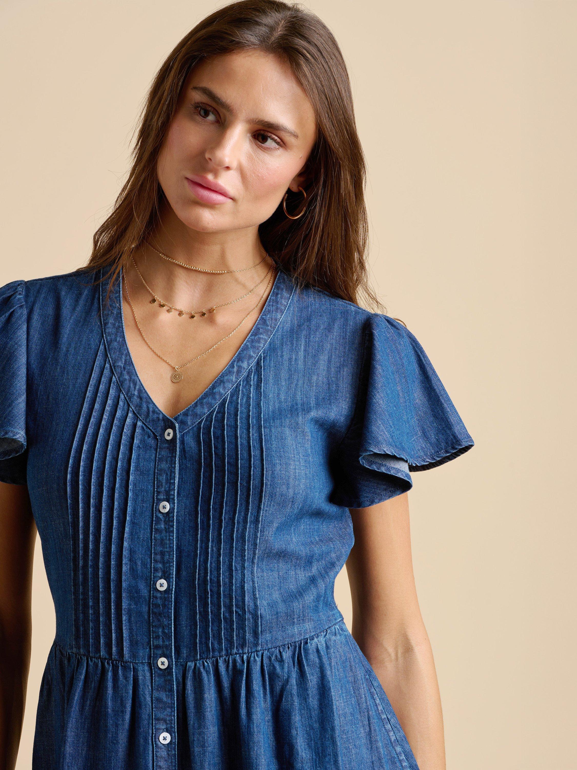 Product image 5 of 6, which shows Brakeburn Sandsfoot Denim Shirt Dress, Navy, 8