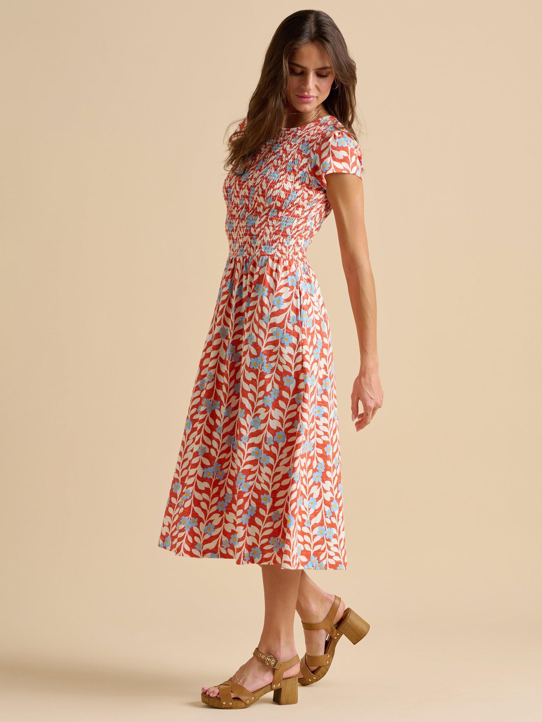 Product image 4 of 7, which shows Brakeburn Spring Vine Midi Dress, Red, 8