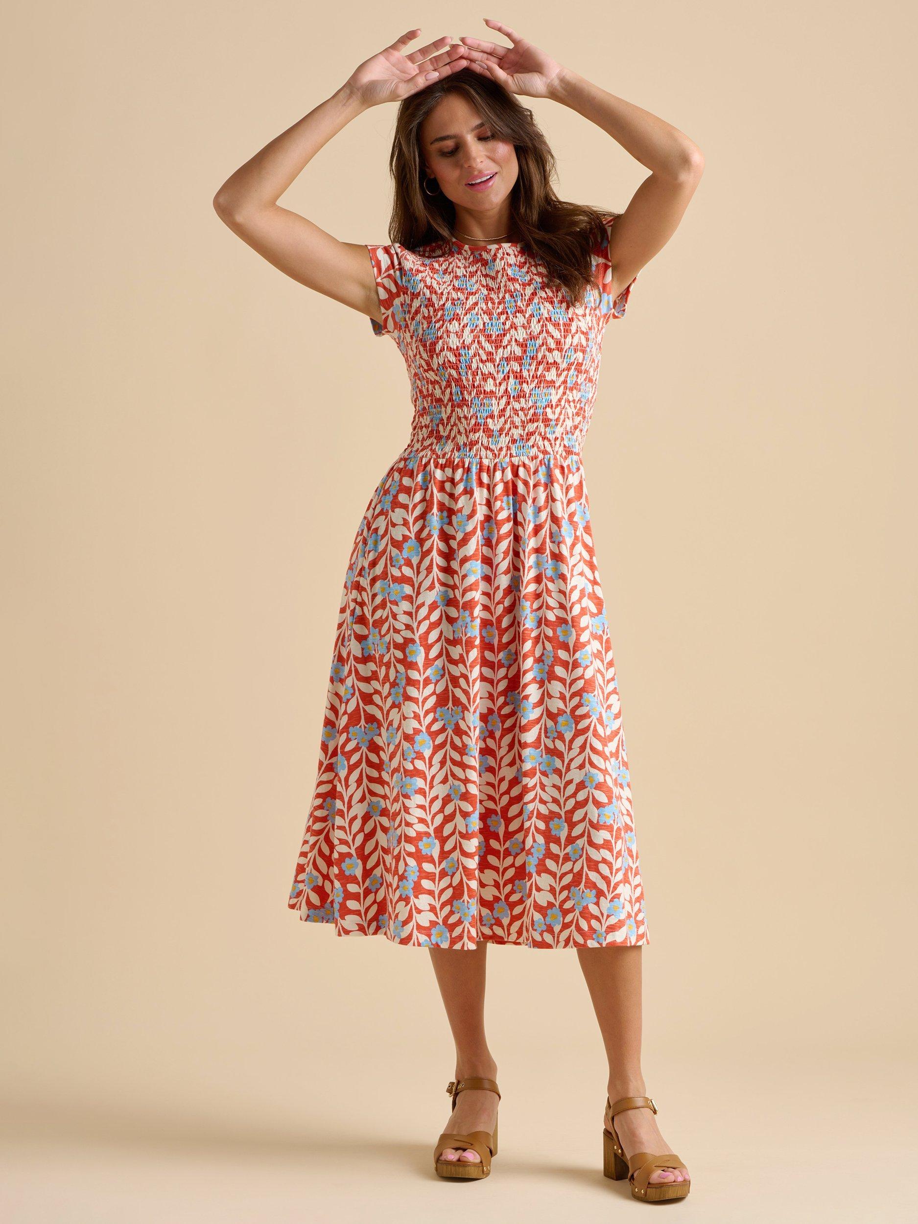 Product image 6 of 7, which shows Brakeburn Spring Vine Midi Dress, Red, 8