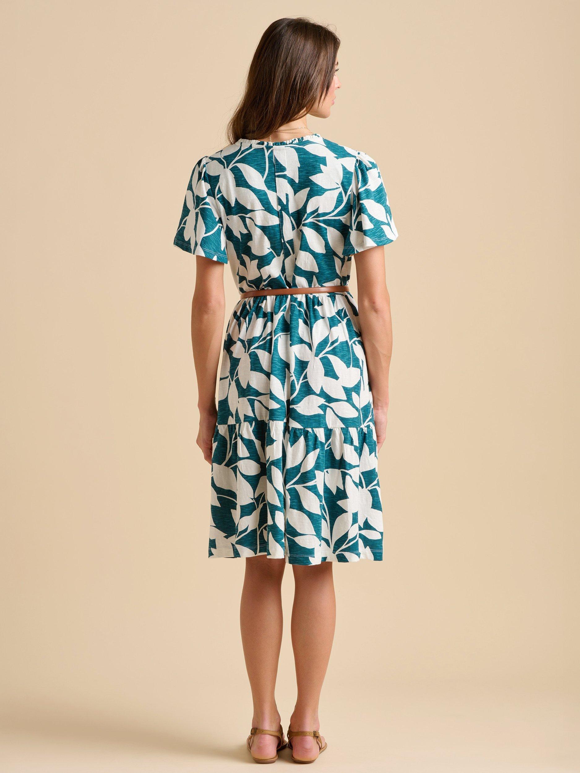 Product image 2 of 5, which shows Brakeburn Woodland Leaves Dress, Teal, 8