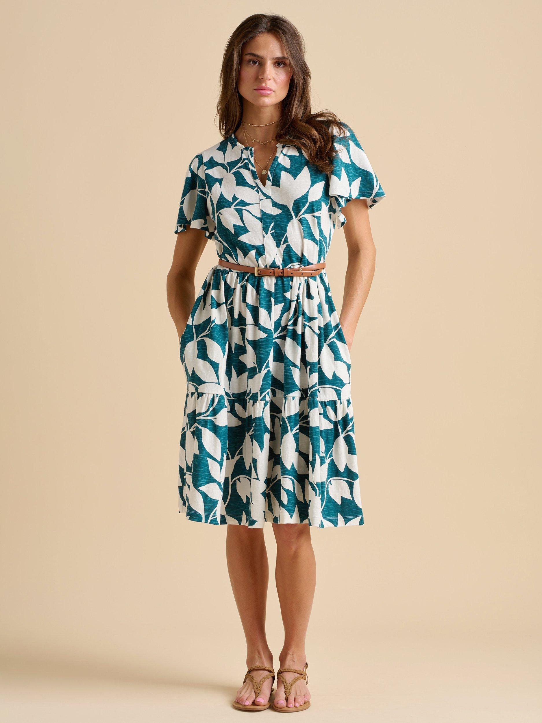 Product image 5 of 5, which shows Brakeburn Woodland Leaves Dress, Teal, 8