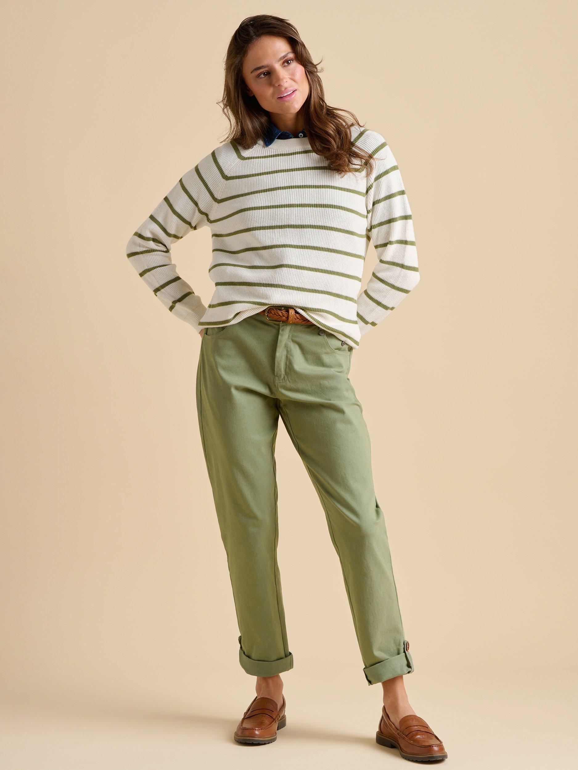 Product image 3 of 4, which shows Brakeburn Knitted Striped Crew Neck Jumper, Cream, 8