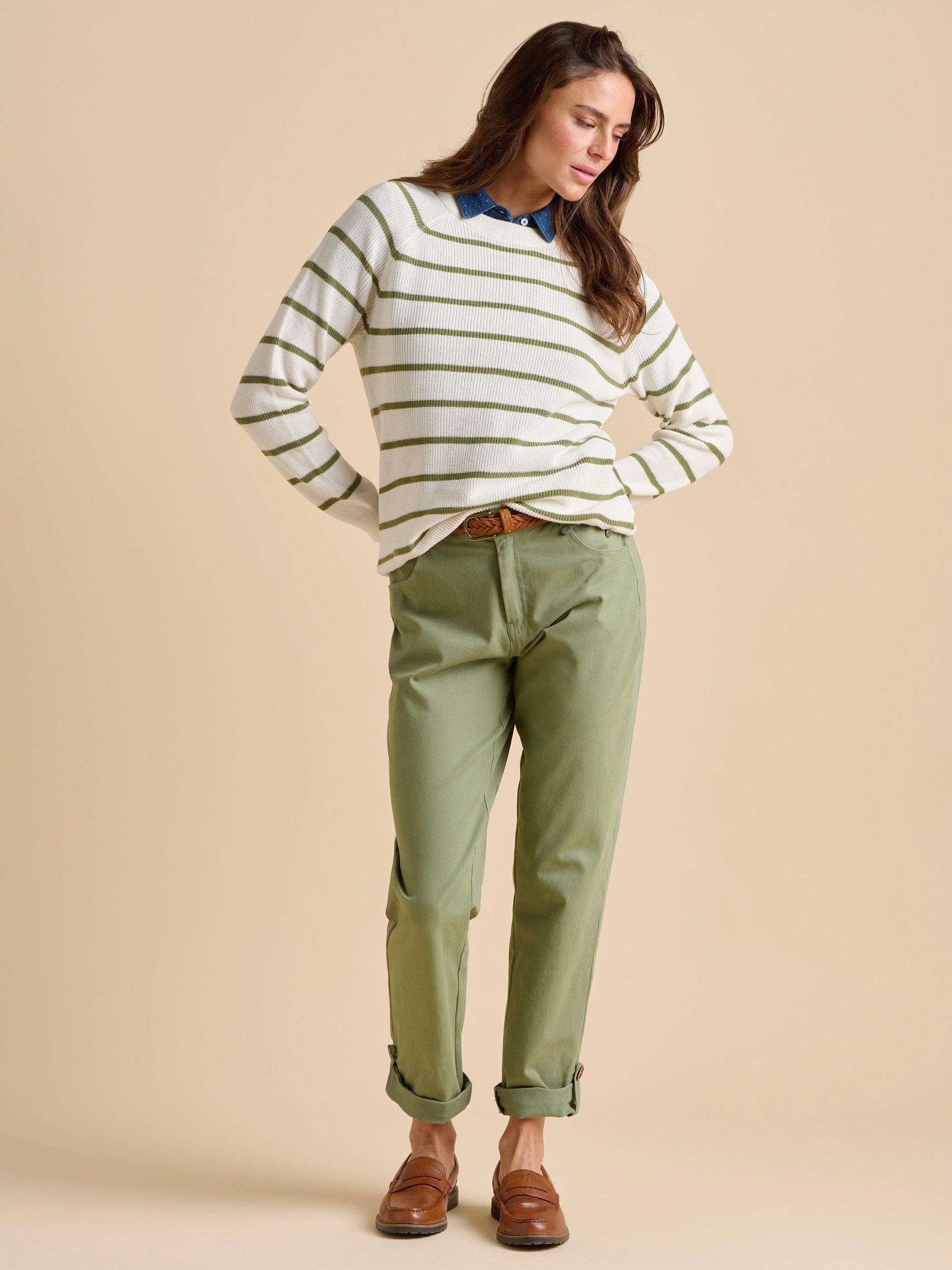 Product image 4 of 4, which shows Brakeburn Knitted Striped Crew Neck Jumper, Cream, 8