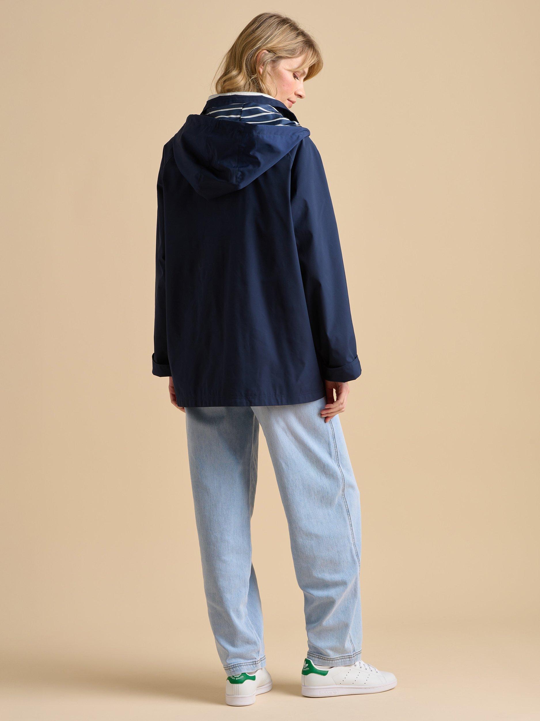 Product image 2 of 6, which shows Brakeburn Stripe Lined Rain Jacket, Navy, 8