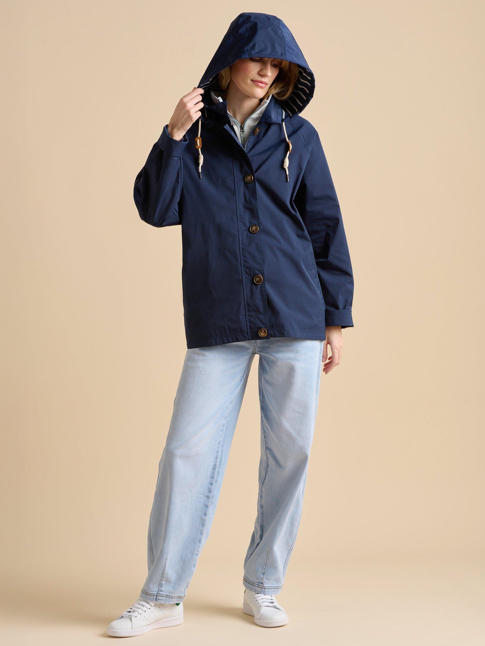 Product image 5 of 6, which shows Brakeburn Stripe Lined Rain Jacket, Navy, 8