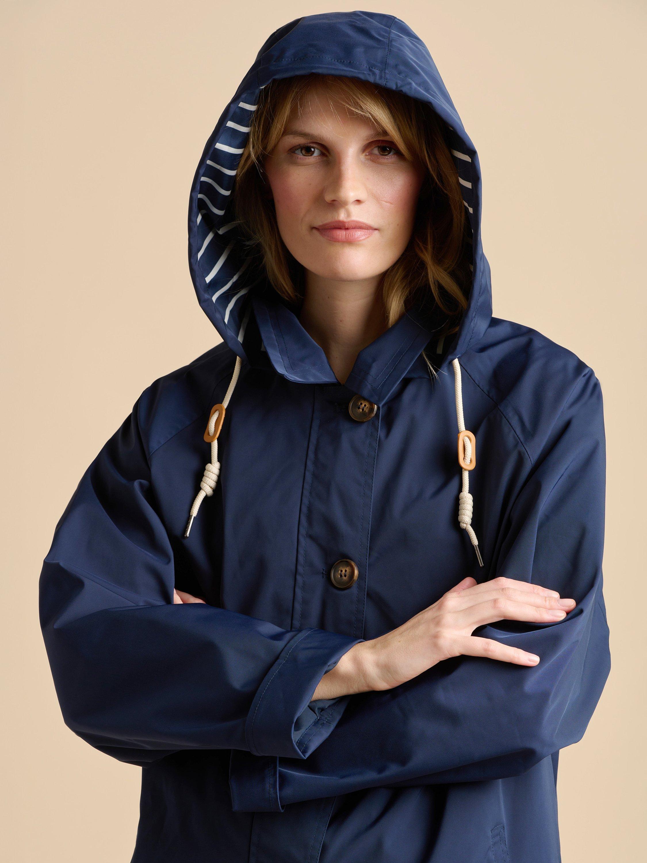 Product image 6 of 6, which shows Brakeburn Stripe Lined Rain Jacket, Navy, 8