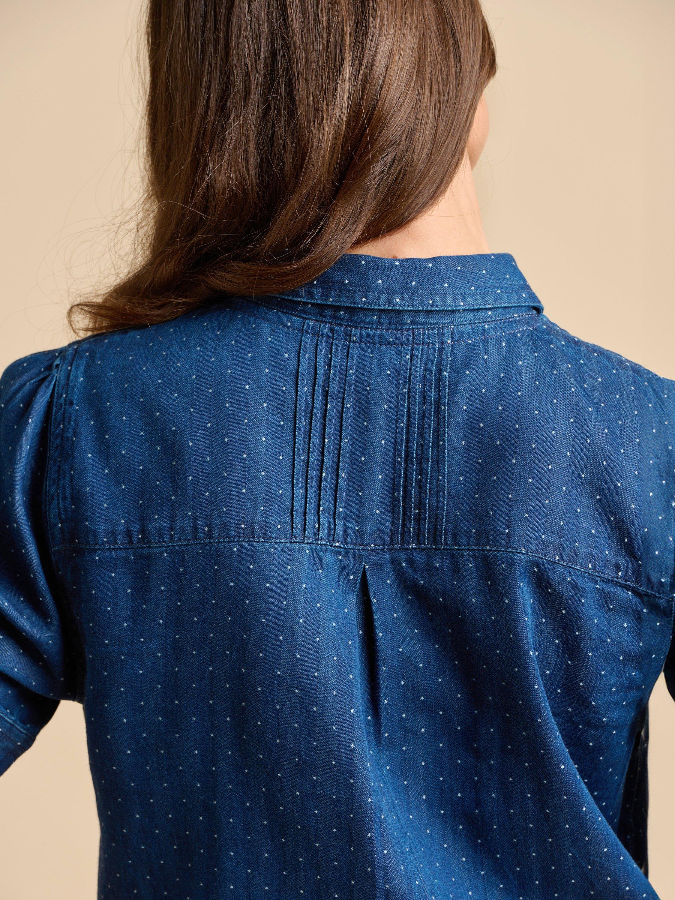 Product image 5 of 6, which shows Brakeburn Jetty Puff Sleeve Denim Shirt, Navy, 8