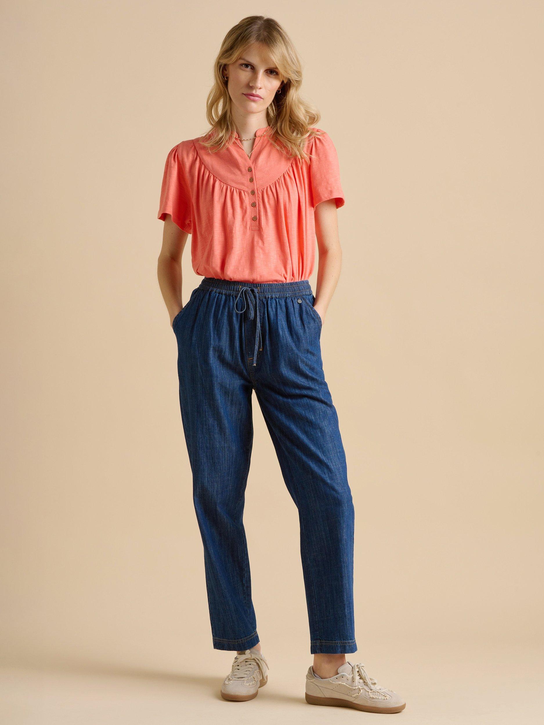 Product image 1 of 5, which shows Brakeburn Nina Jersey Blouse, Coral, 8