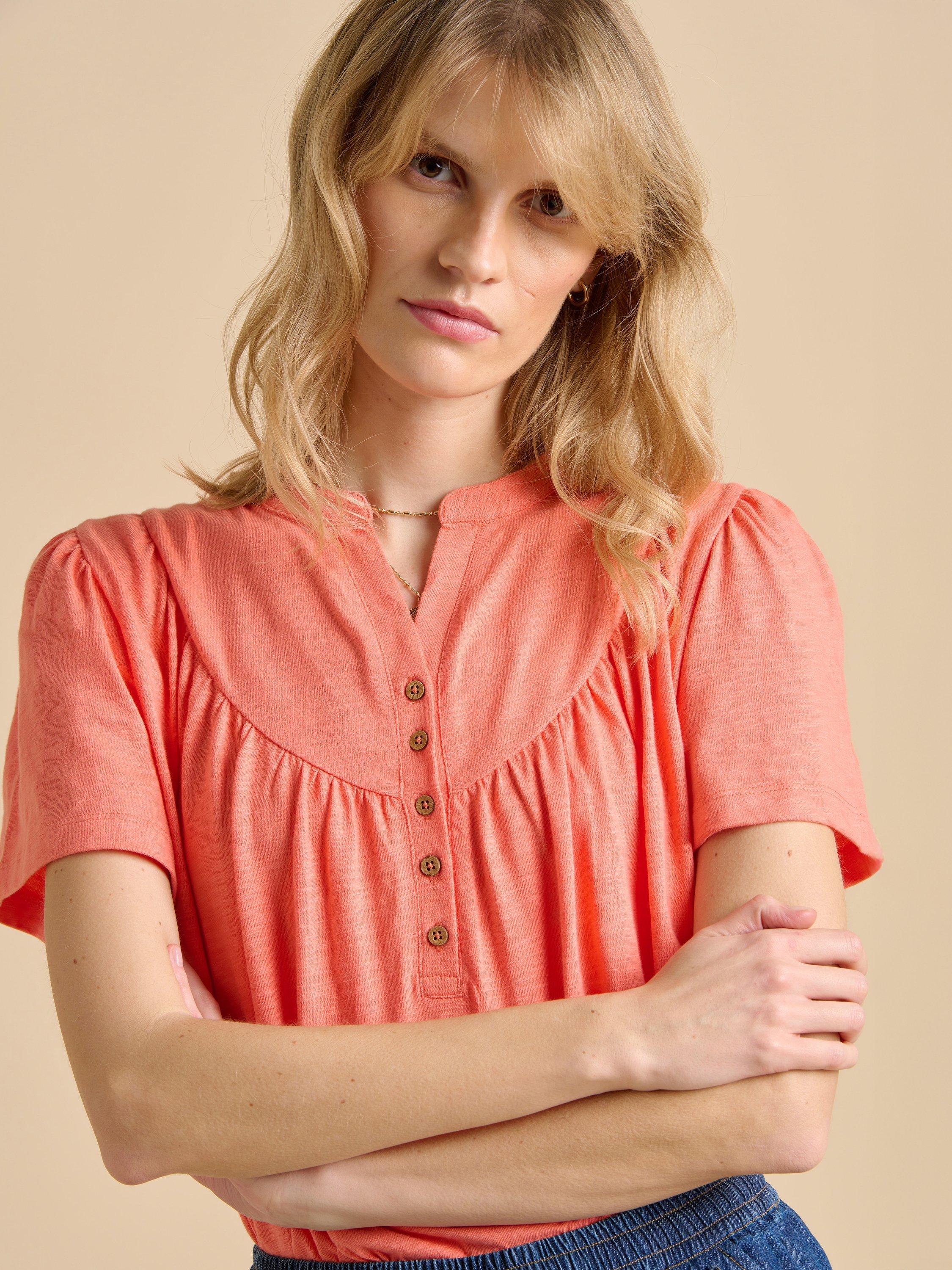 Product image 5 of 5, which shows Brakeburn Nina Jersey Blouse, Coral, 8