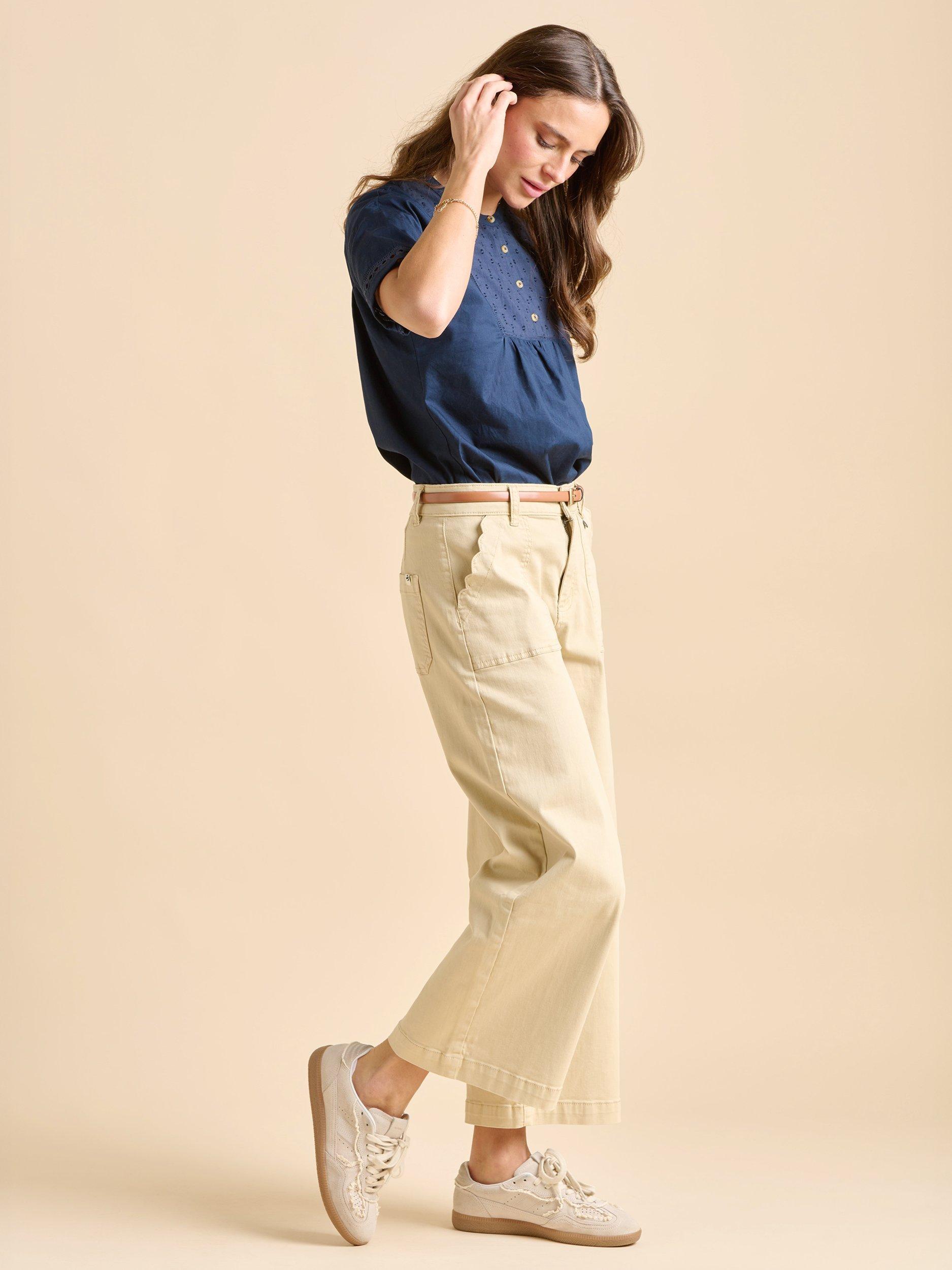 Product image 4 of 6, which shows Brakeburn Quay Denim Blouse, Navy, 8