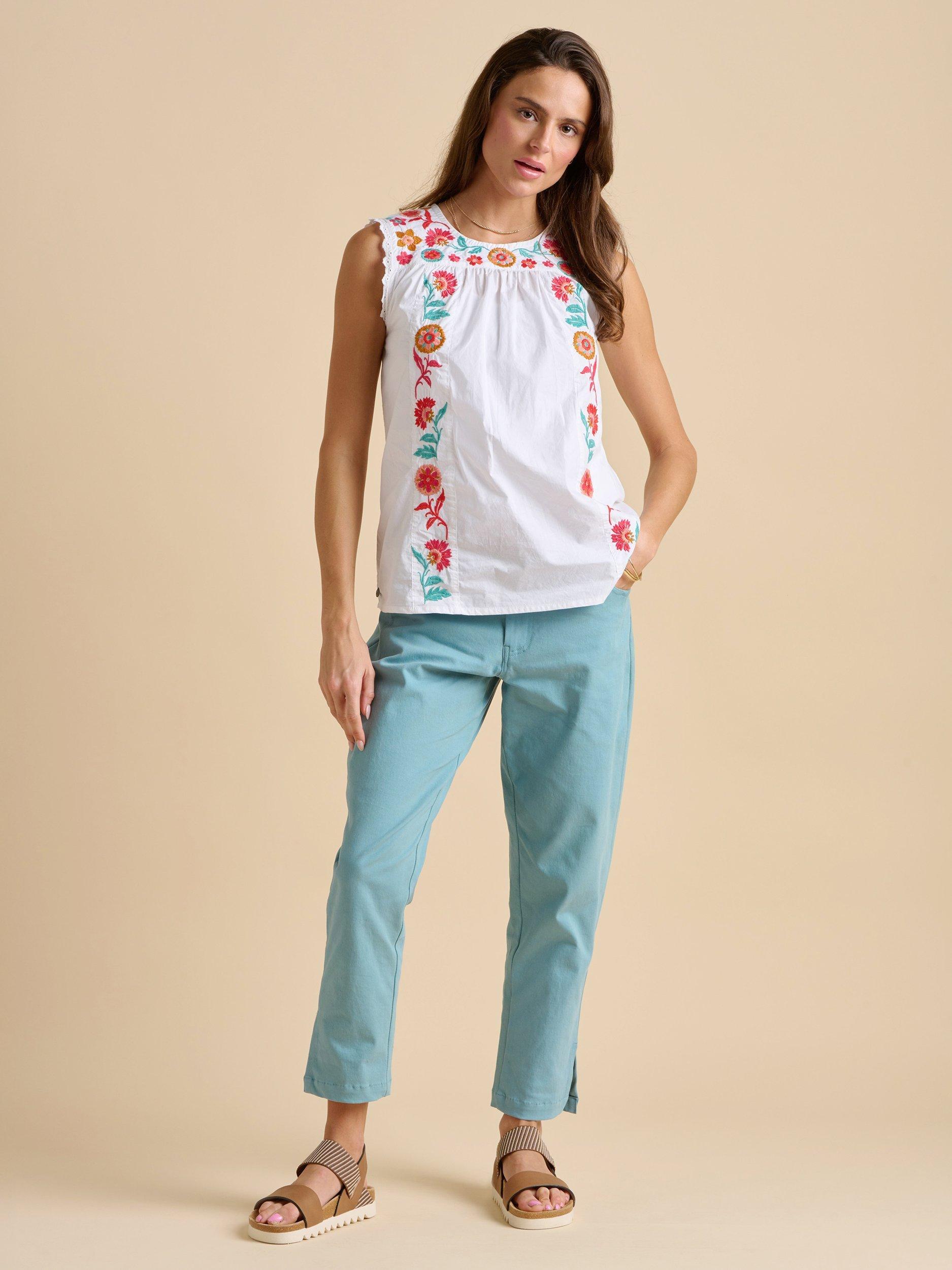 Product image 1 of 5, which shows Brakeburn Resort Cotton Sleeveless Blouse, Cream, 8