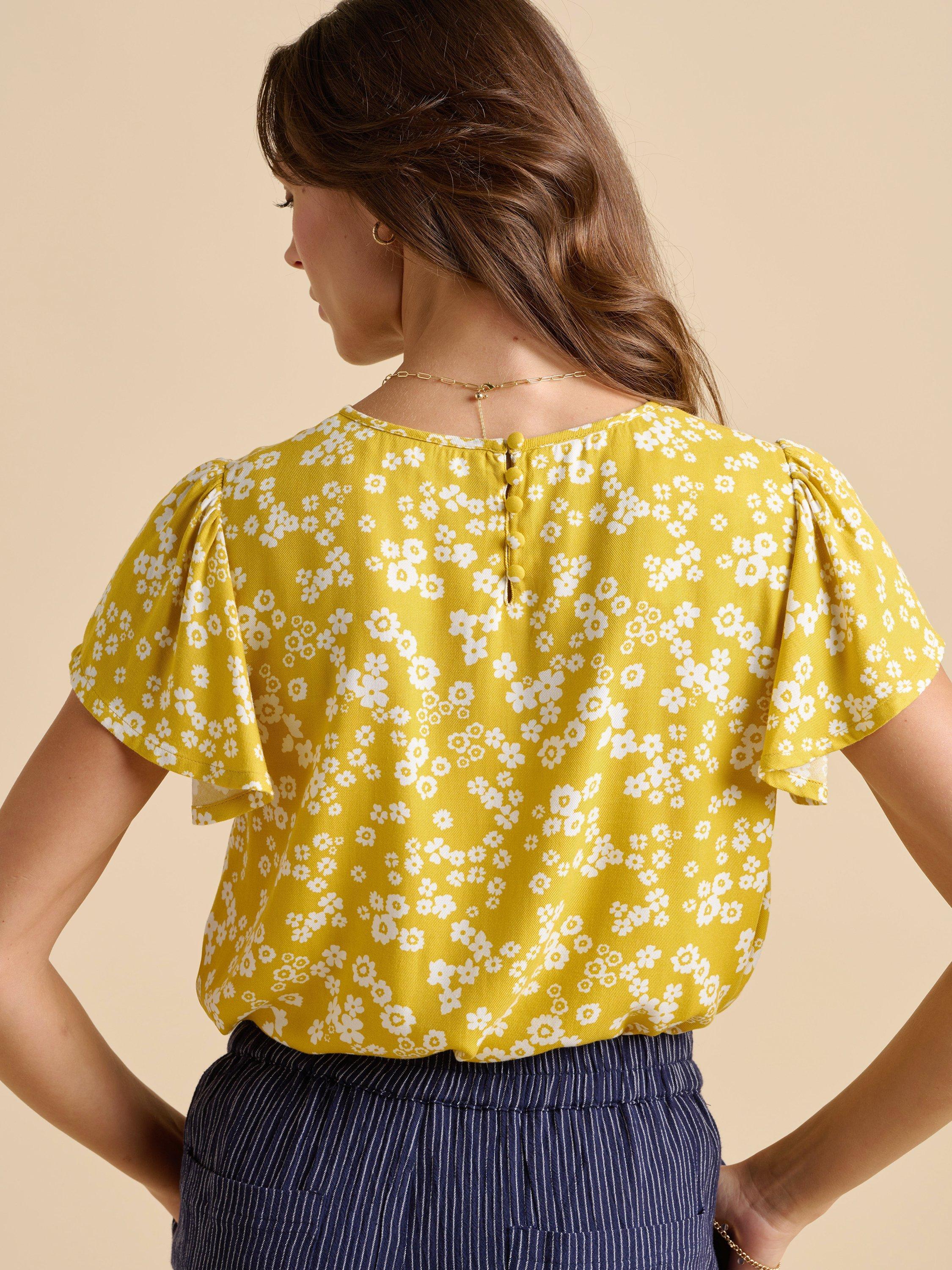 Product image 3 of 6, which shows Brakeburn Summer Ditsy Print Blouse, Yellow, 8