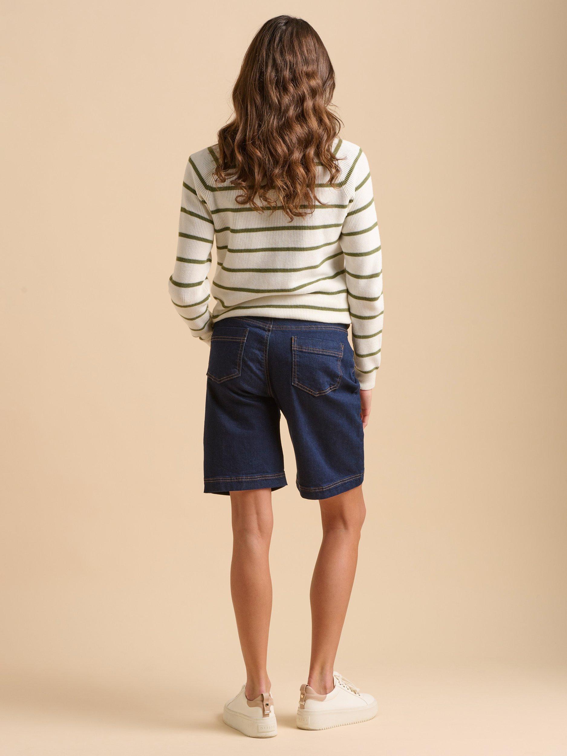 Product image 2 of 6, which shows Brakeburn Wide Leg Denim Shorts, Navy, 8