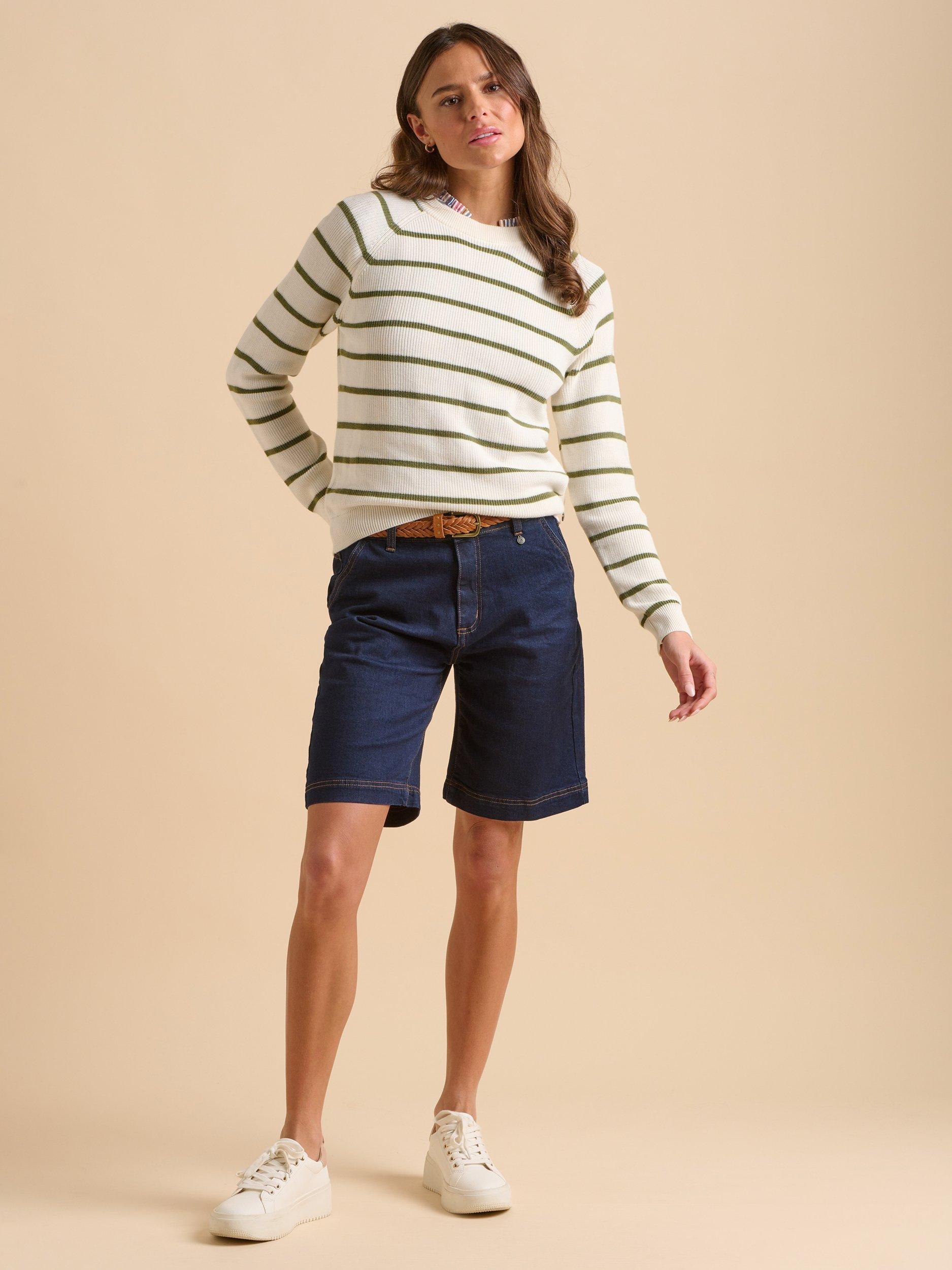 Product image 3 of 6, which shows Brakeburn Wide Leg Denim Shorts, Navy, 8