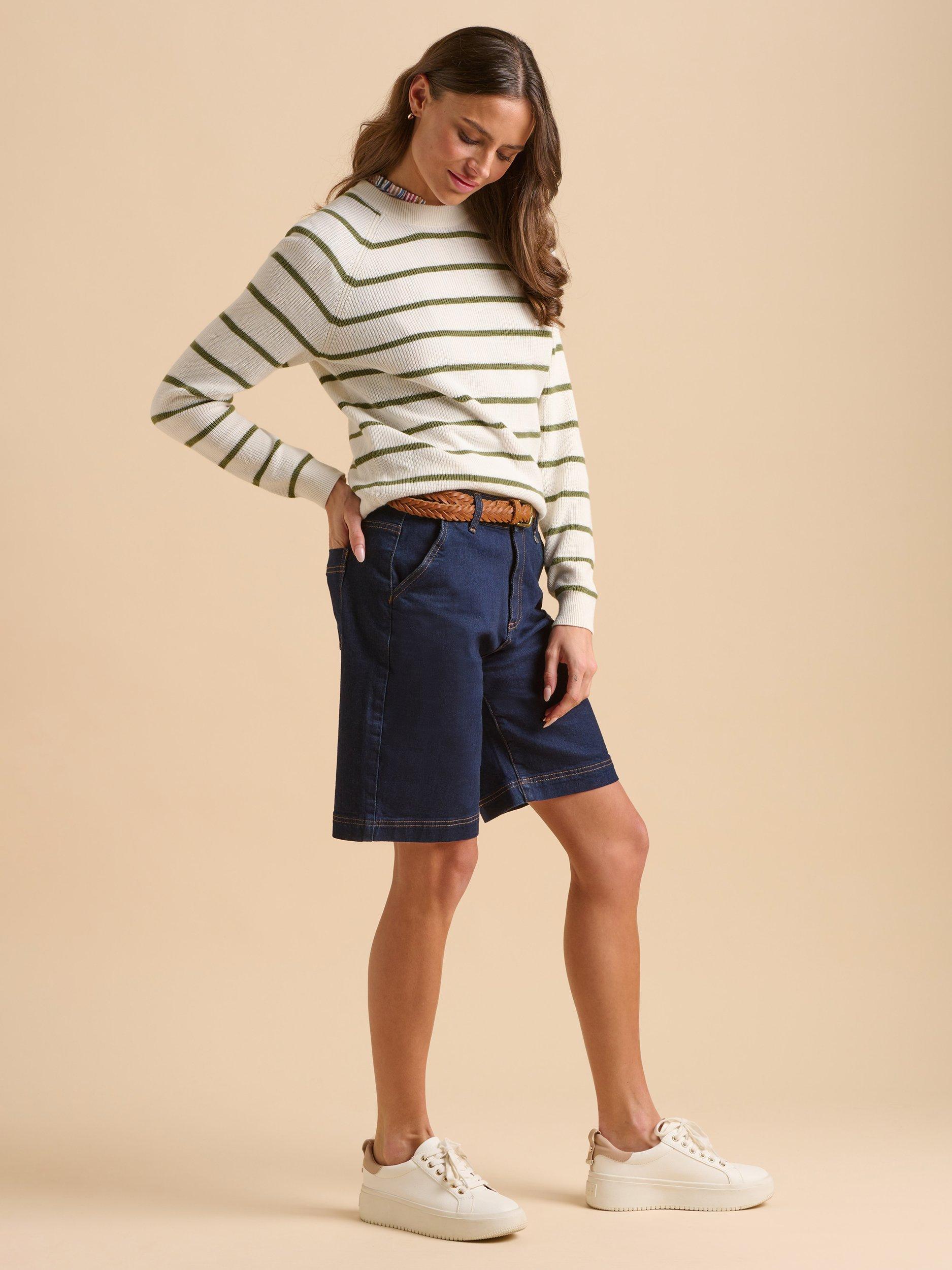 Product image 5 of 6, which shows Brakeburn Wide Leg Denim Shorts, Navy, 8