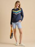 Brakeburn Chevron Stripe Jumper, Navy
