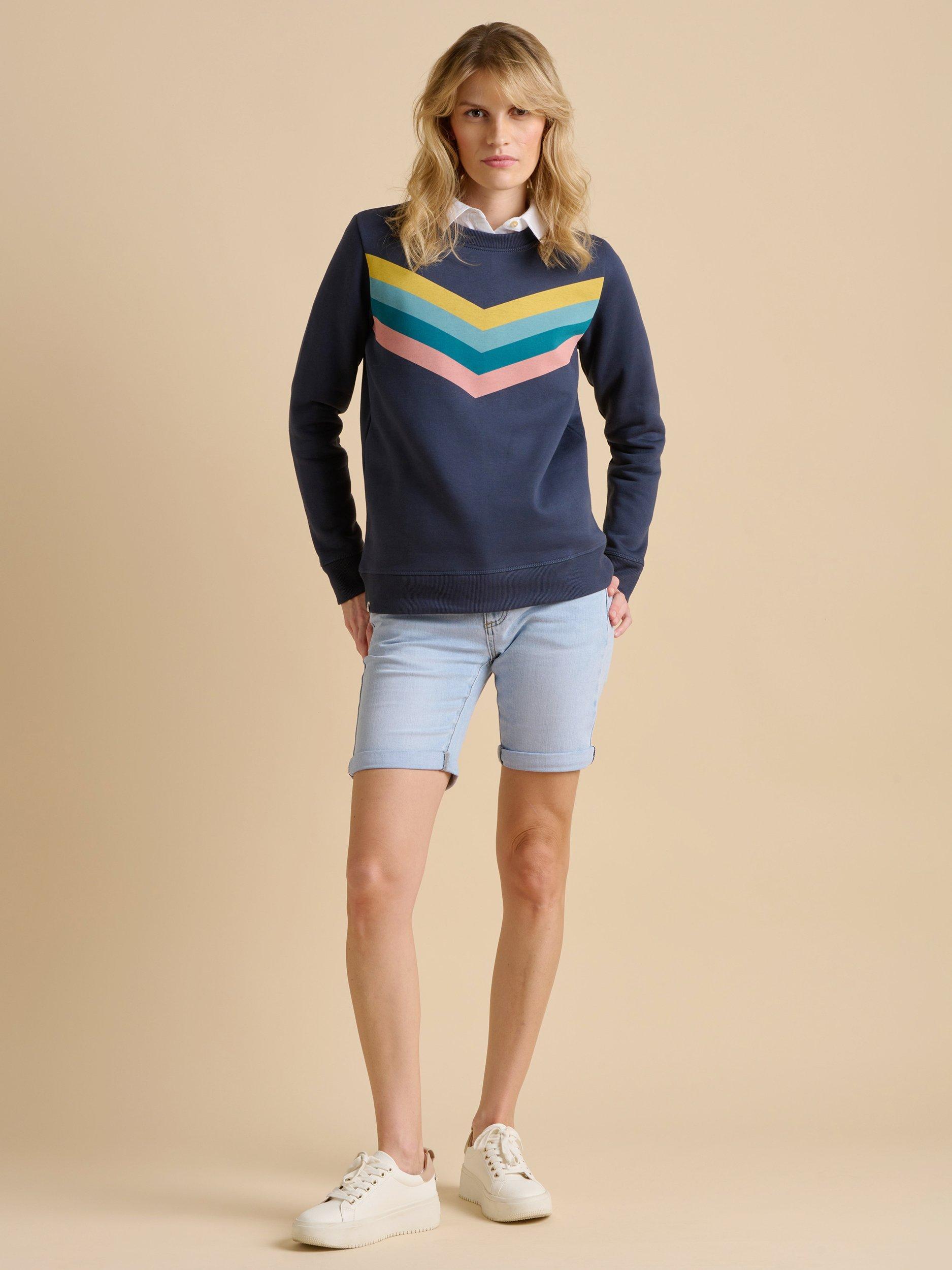 Product image 4 of 5, which shows Brakeburn Chevron Stripe Jumper, Navy, 8