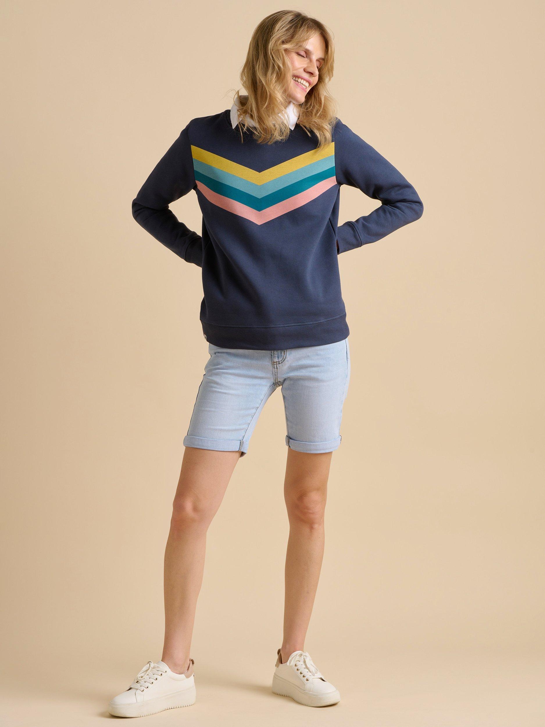 Product image 5 of 5, which shows Brakeburn Chevron Stripe Jumper, Navy, 8