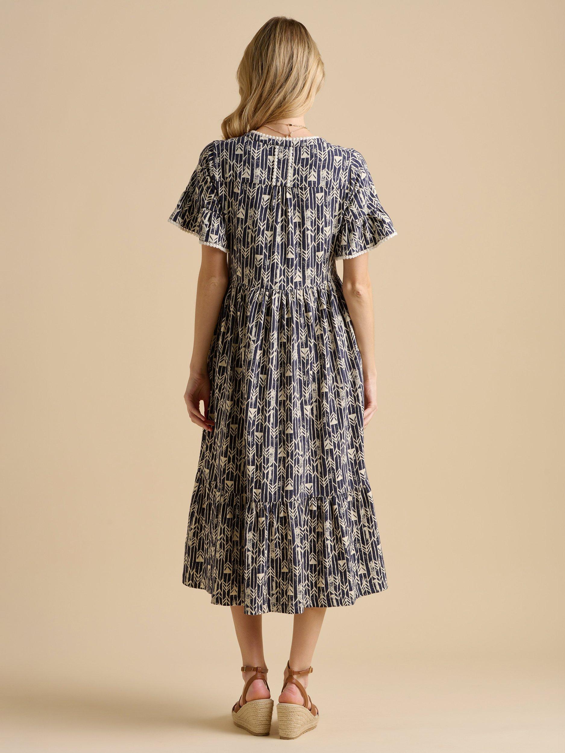 Product image 3 of 7, which shows Brakeburn Arrows Midi Dress, Navy, 8