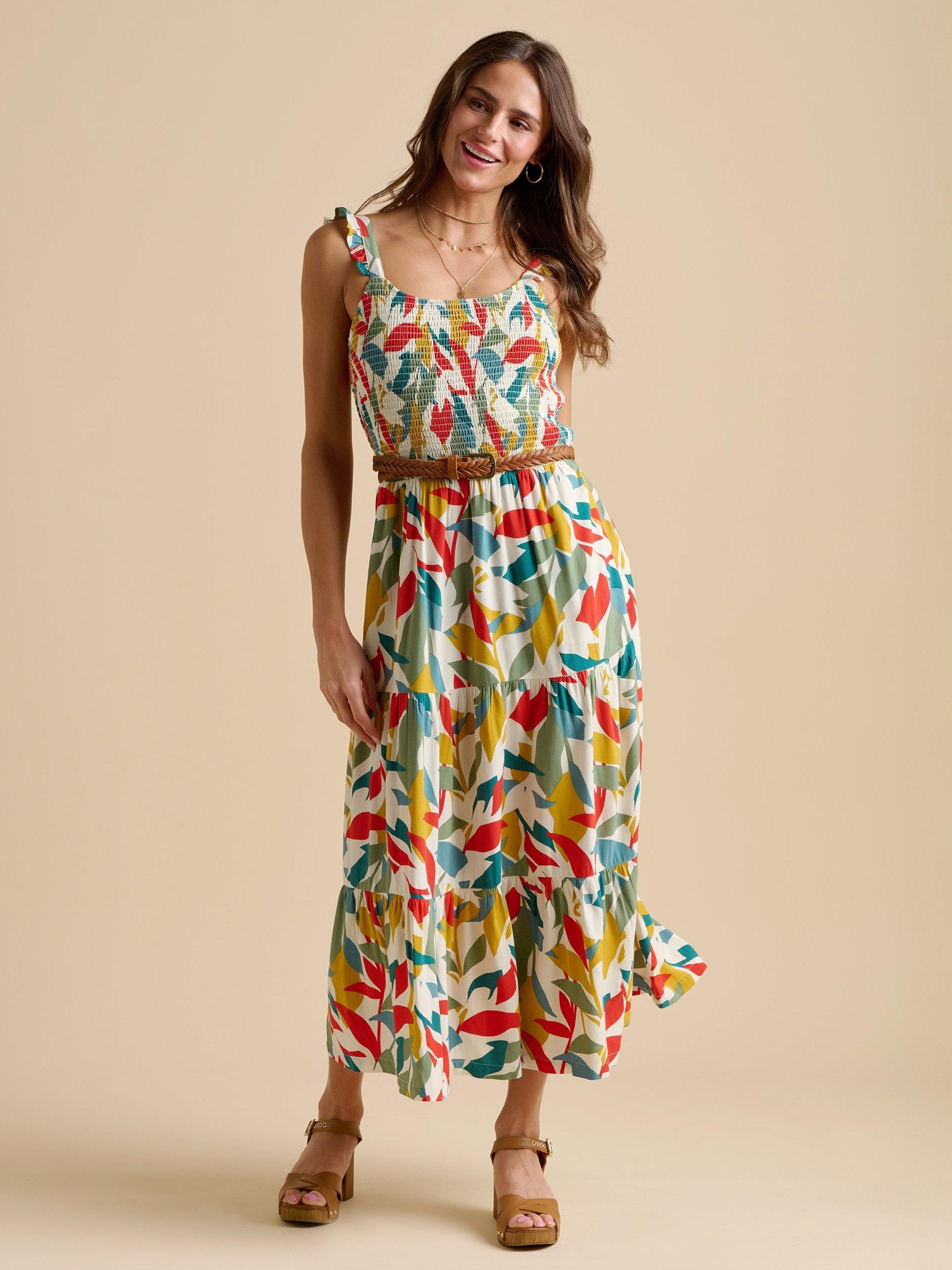 Product image 1 of 4, which shows Brakeburn Falling Leaves Maxi Dress, Multi, 8