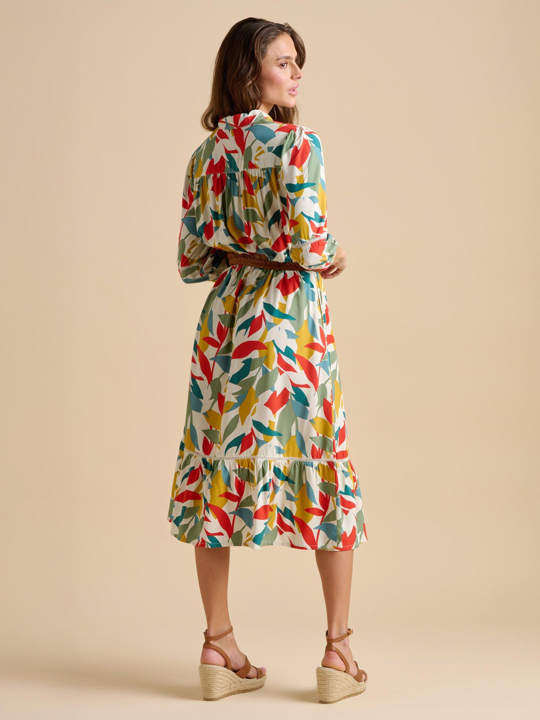 Product image 2 of 6, which shows Brakeburn Falling Leaves Midi Dress, Multi, 8