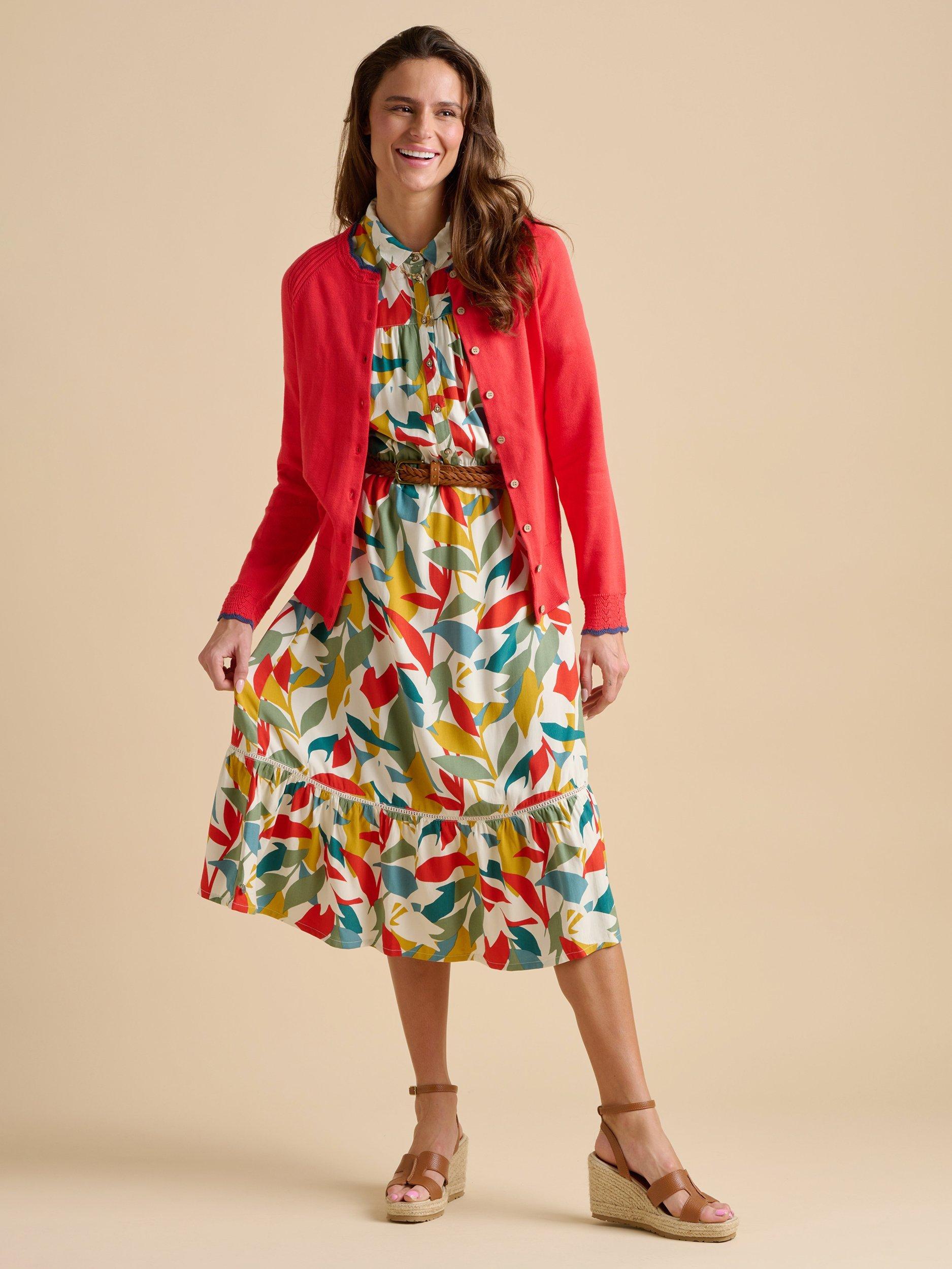 Product image 4 of 6, which shows Brakeburn Falling Leaves Midi Dress, Multi, 8
