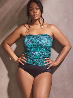 Live Unlimited Curve Abstract Print U-Ring Tankini Top, Green - view 2, Green