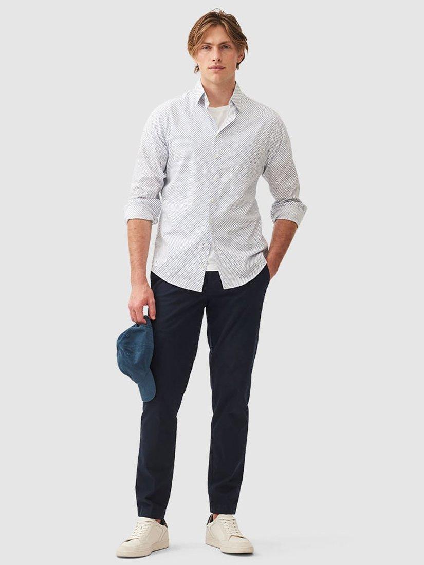Product image 2 of 5, which shows Rodd & Gunn Samson Bay Geo Print Cotton Slim Fit Long Sleeve Shirt, Snow, XS