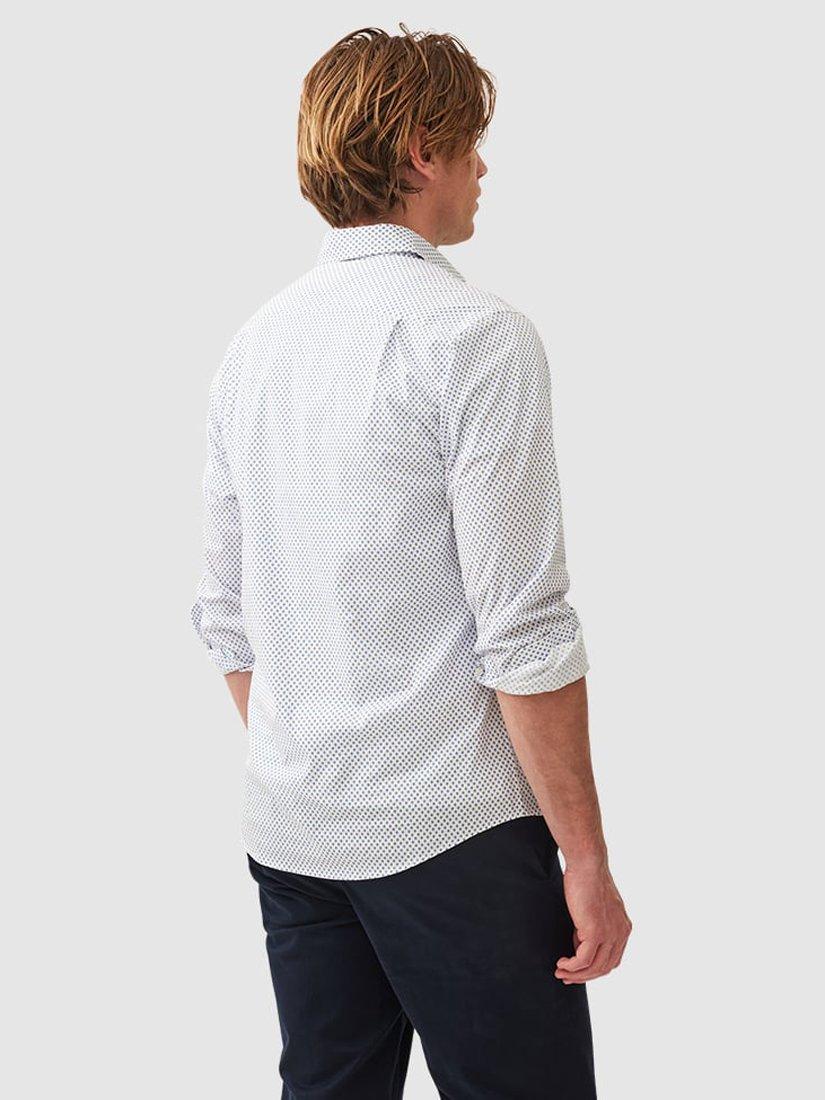Product image 3 of 5, which shows Rodd & Gunn Samson Bay Geo Print Cotton Slim Fit Long Sleeve Shirt, Snow, XS