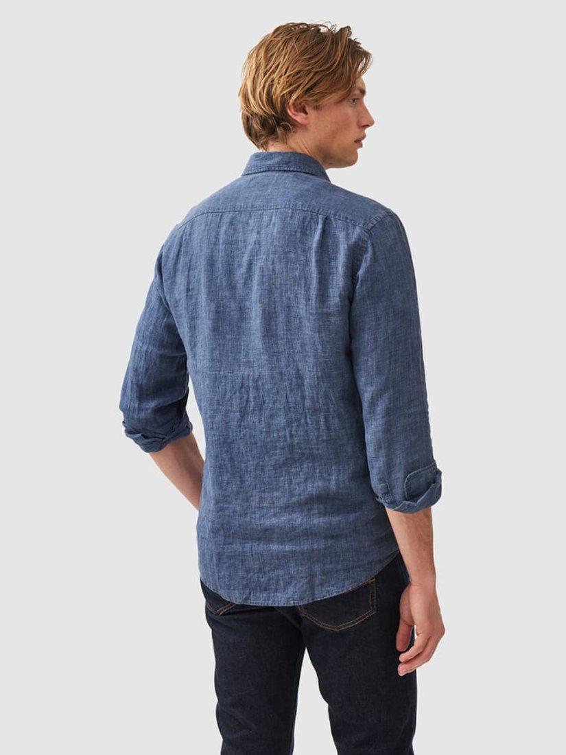 Product image 3 of 5, which shows Rodd & Gunn Coromandel Linen Slim Fit Long Sleeve Shirt, Marine, XS