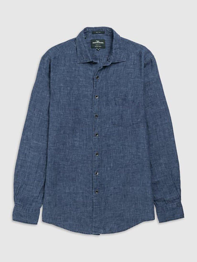 Product image 4 of 5, which shows Rodd & Gunn Coromandel Linen Slim Fit Long Sleeve Shirt, Marine, XS