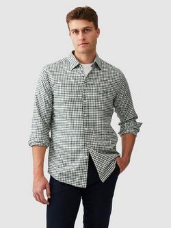 Rodd & Gunn Gebbies Valley Check Linen Cotton Straight Fit Long Sleeve Shirt, Deep Forest