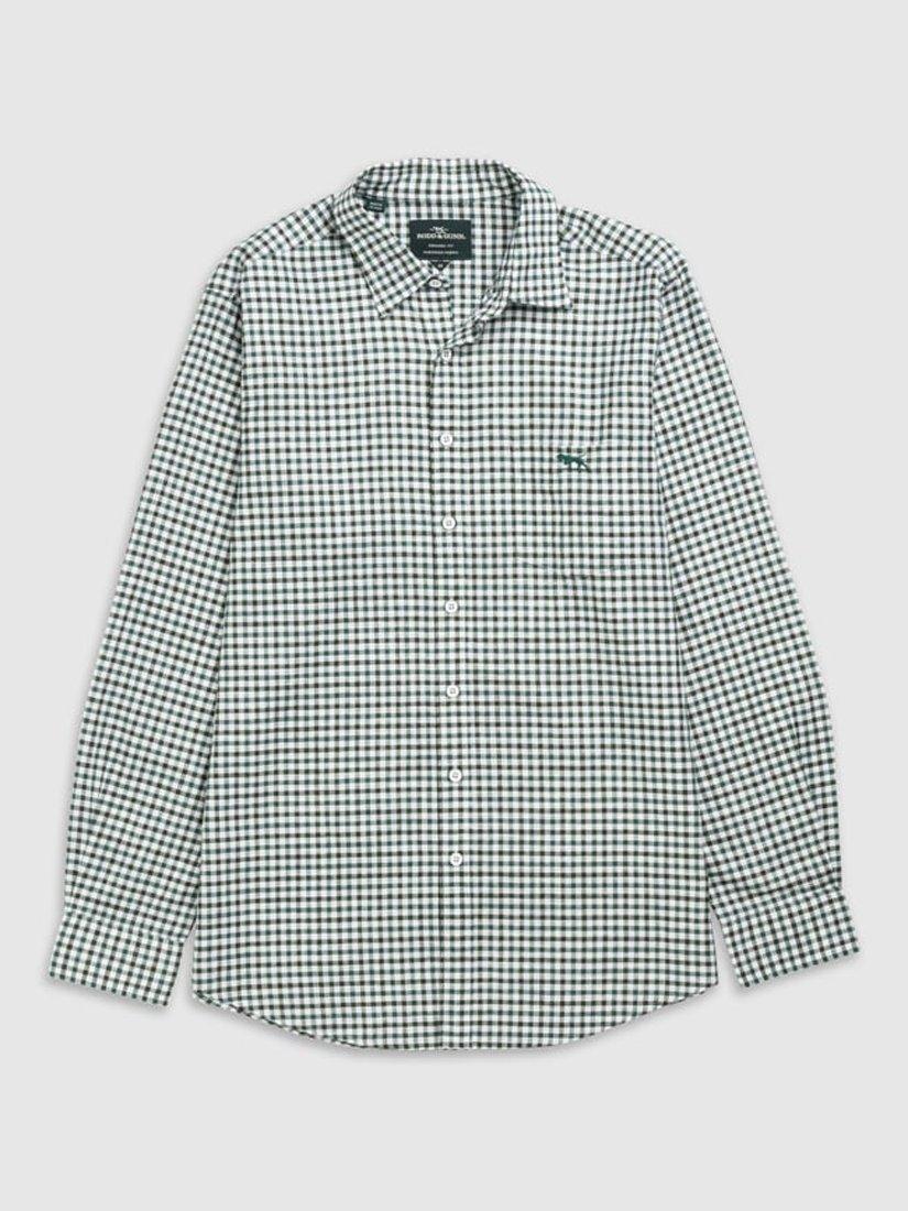 Product image 5 of 6, which shows Rodd & Gunn Gebbies Valley Check Linen Cotton Straight Fit Long Sleeve Shirt, Deep Forest, XS