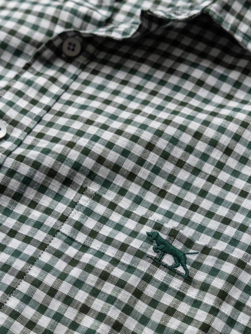 Product image 6 of 6, which shows Rodd & Gunn Gebbies Valley Check Linen Cotton Straight Fit Long Sleeve Shirt, Deep Forest, XS